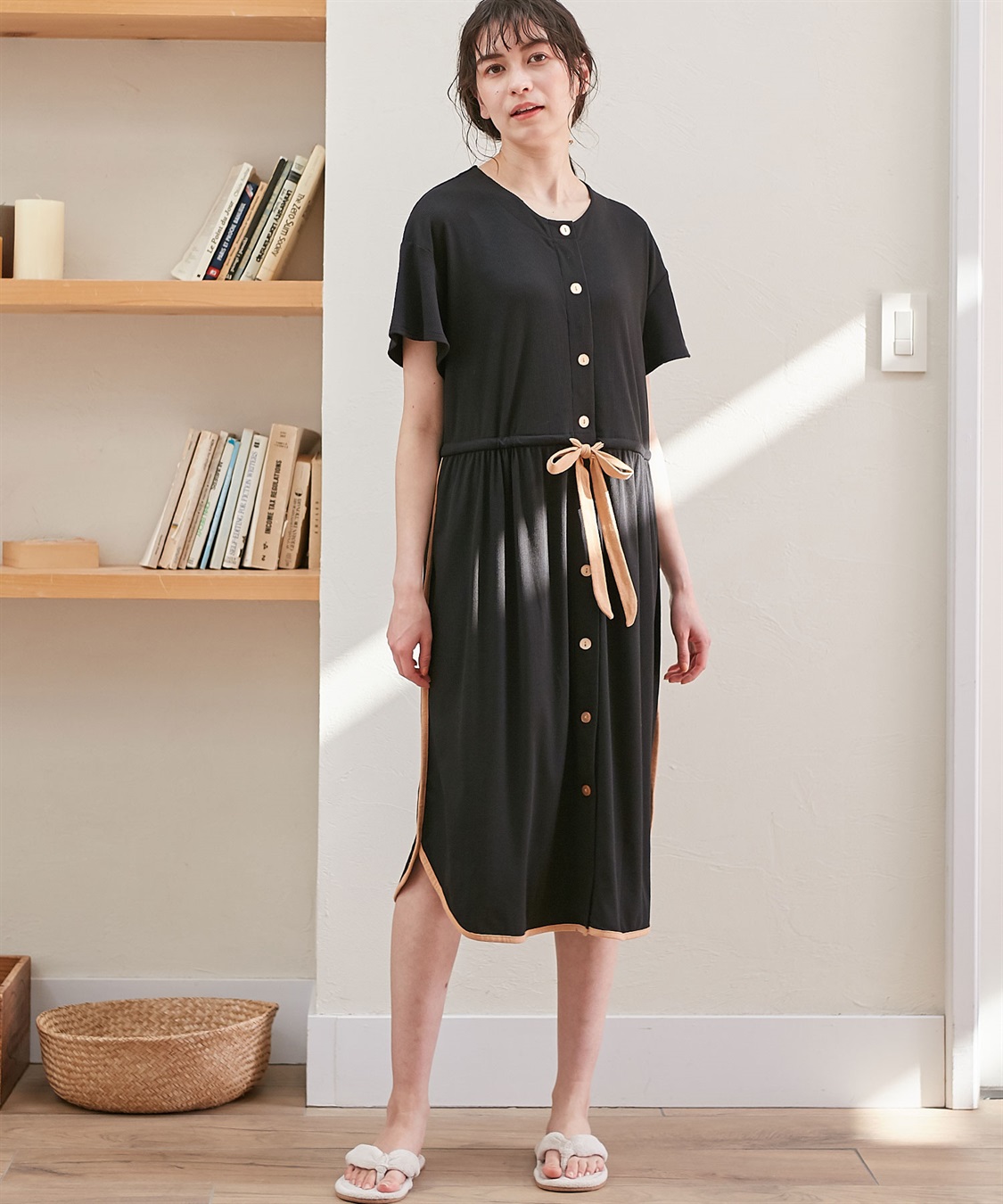 Rosemadame リブバイカラールーム半袖ワンピースパジャマ（マタニティ&授乳服）_sub_9