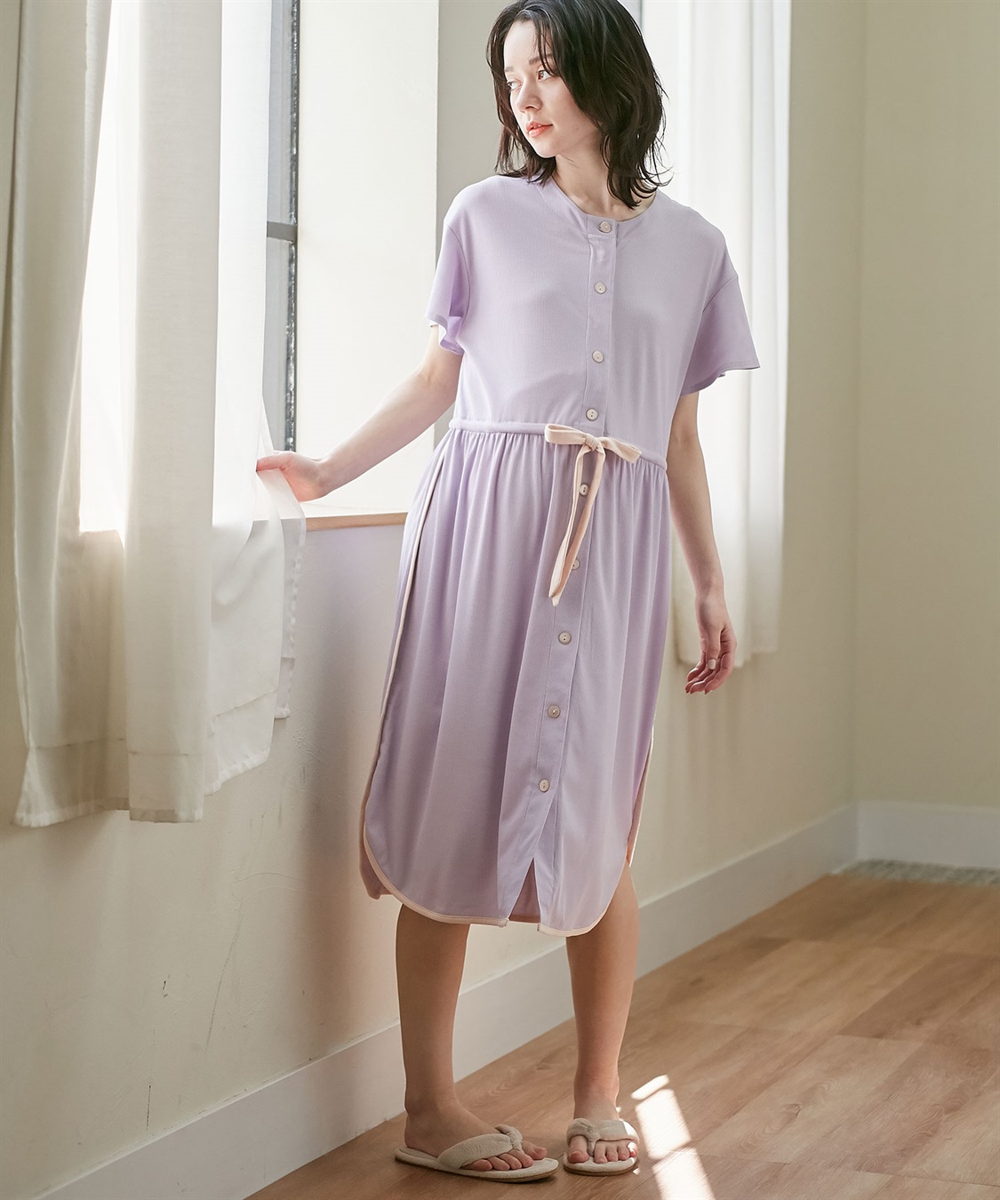 Rosemadame リブバイカラールーム半袖ワンピースパジャマ（マタニティ&授乳服）_sub_17