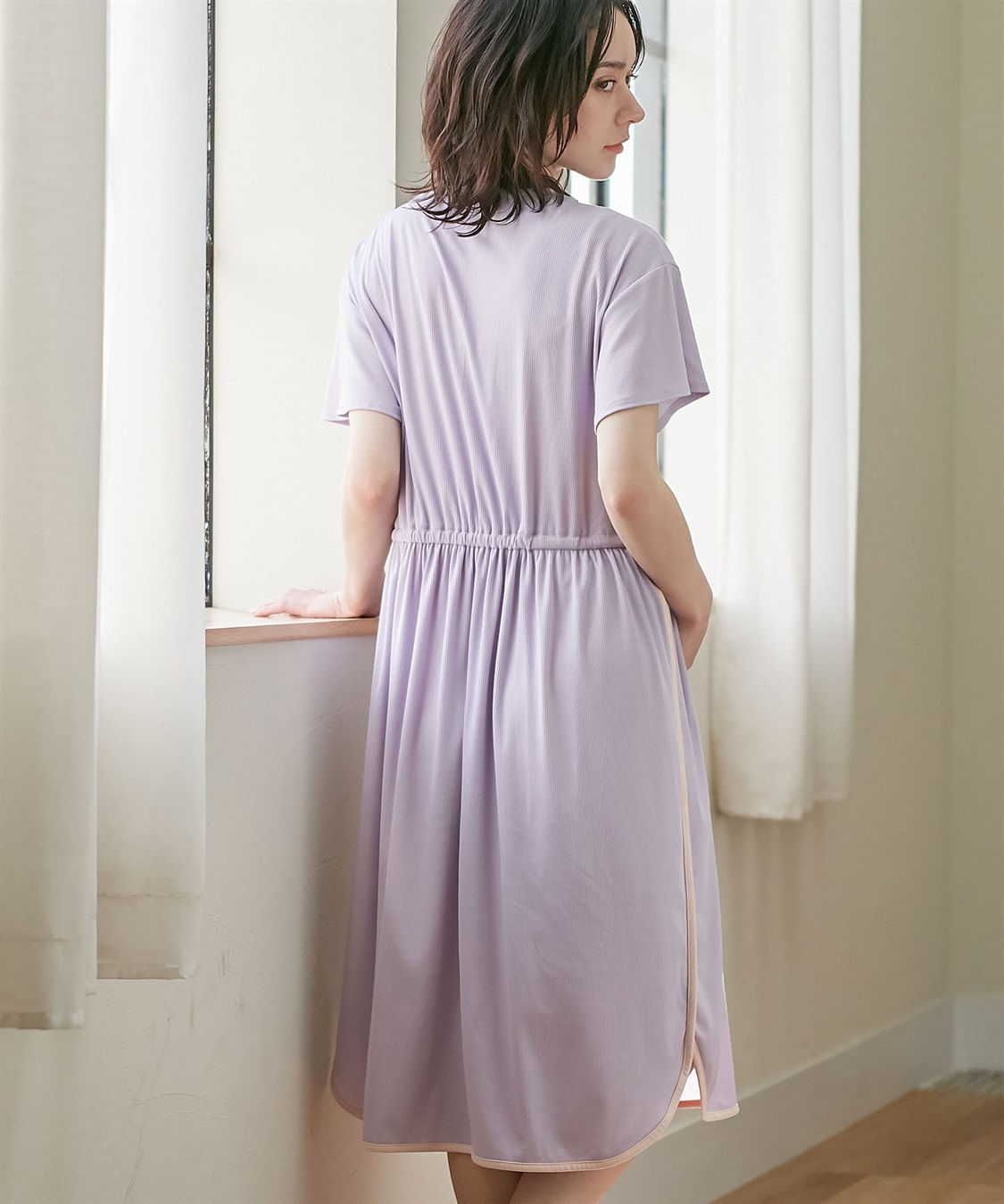 Rosemadame リブバイカラールーム半袖ワンピースパジャマ（マタニティ&授乳服）_sub_18