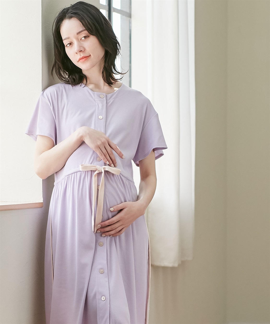 Rosemadame リブバイカラールーム半袖ワンピースパジャマ（マタニティ&授乳服）_sub_19