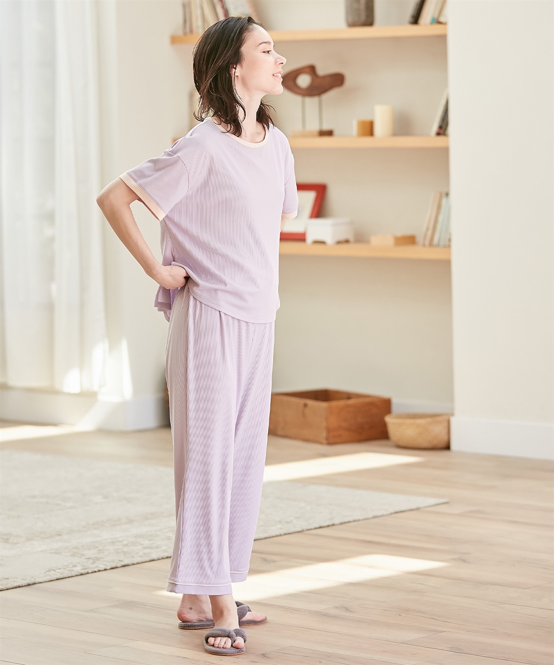 Rosemadame 【セット】リブバイカラールームウェア 半袖パジャマ（マタニティ&授乳服）_sub_4