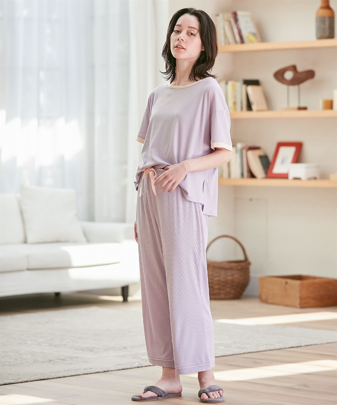 Rosemadame 【セット】リブバイカラールームウェア 半袖パジャマ（マタニティ&授乳服）_sub_5
