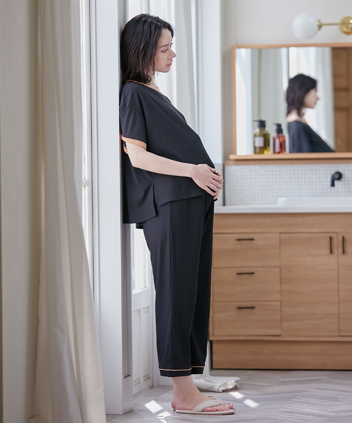 Rosemadame 【セット】リブバイカラールームウェア 半袖パジャマ（マタニティ&授乳服）_sub_7