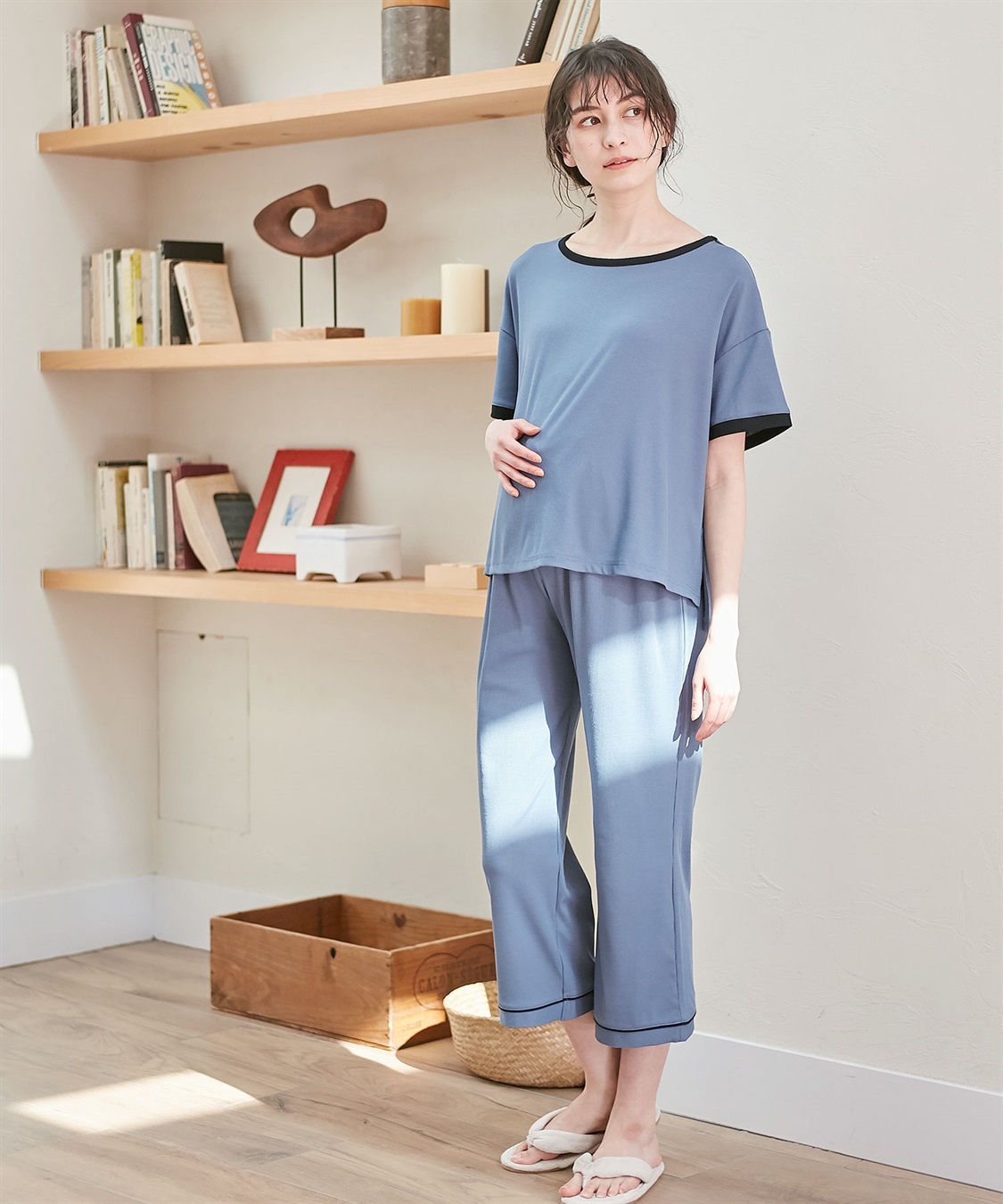 Rosemadame 【セット】リブバイカラールームウェア 半袖パジャマ（マタニティ&授乳服）_sub_12
