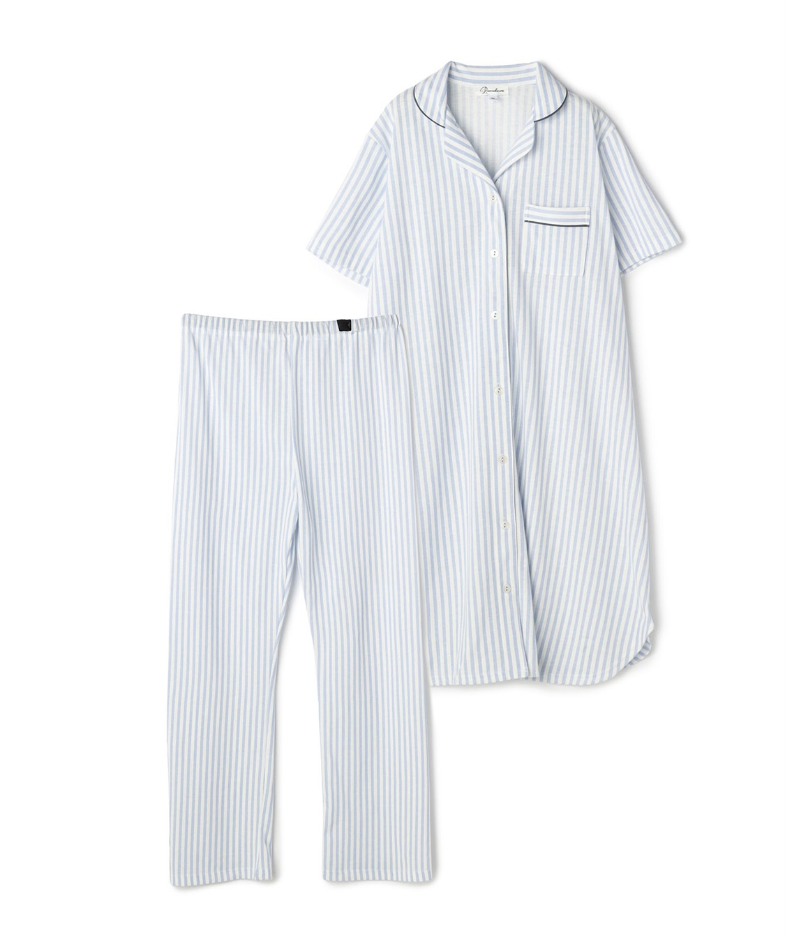 Rosemadame 吸汗速乾　快適ストライプカットソー半袖パジャマ上下セット_sub_18
