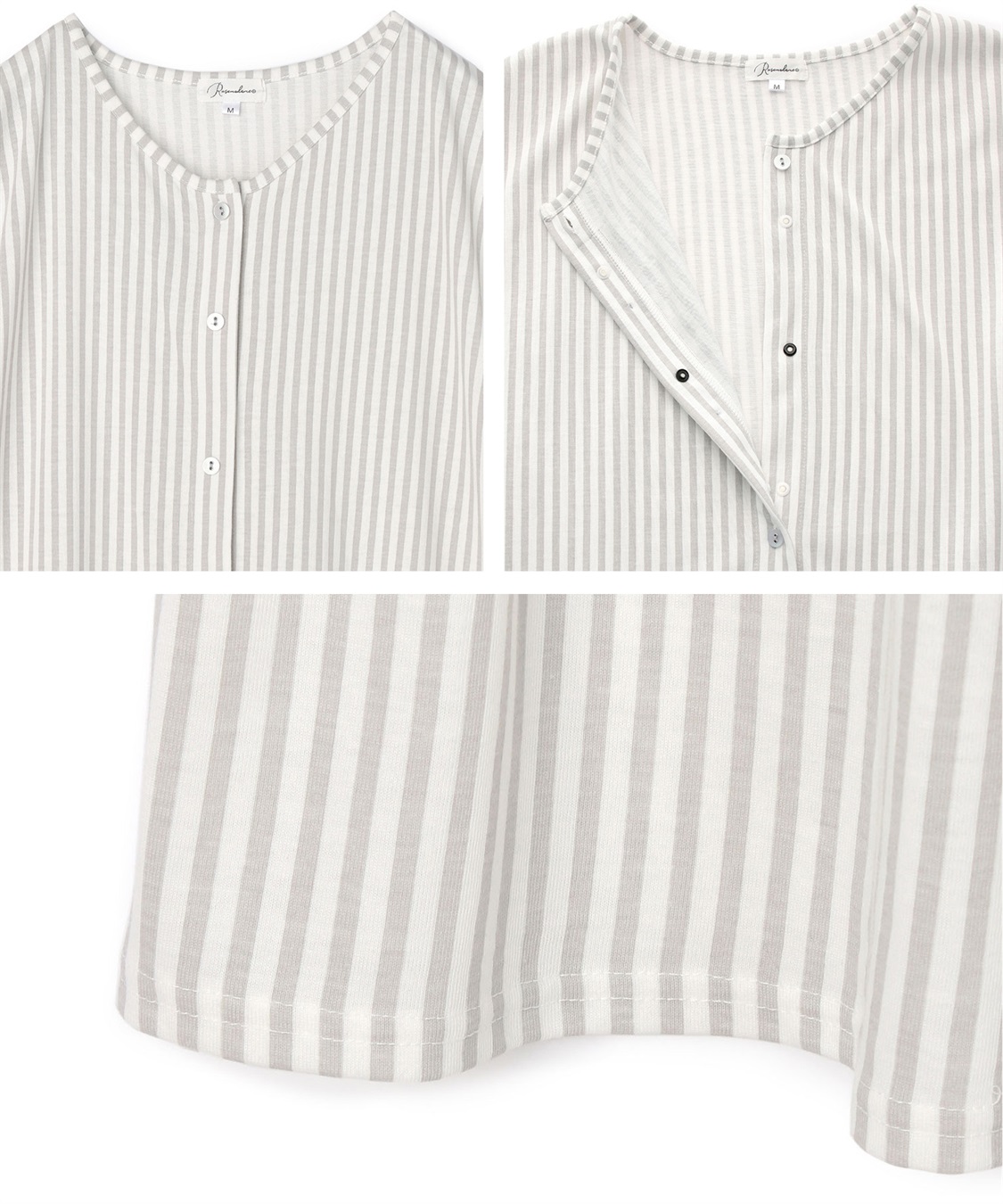 Rosemadame 吸汗速乾 機能付き ストライプフレンチスリーブカットソーネグリジェパジャマ（マタニティ&授乳服）_sub_26