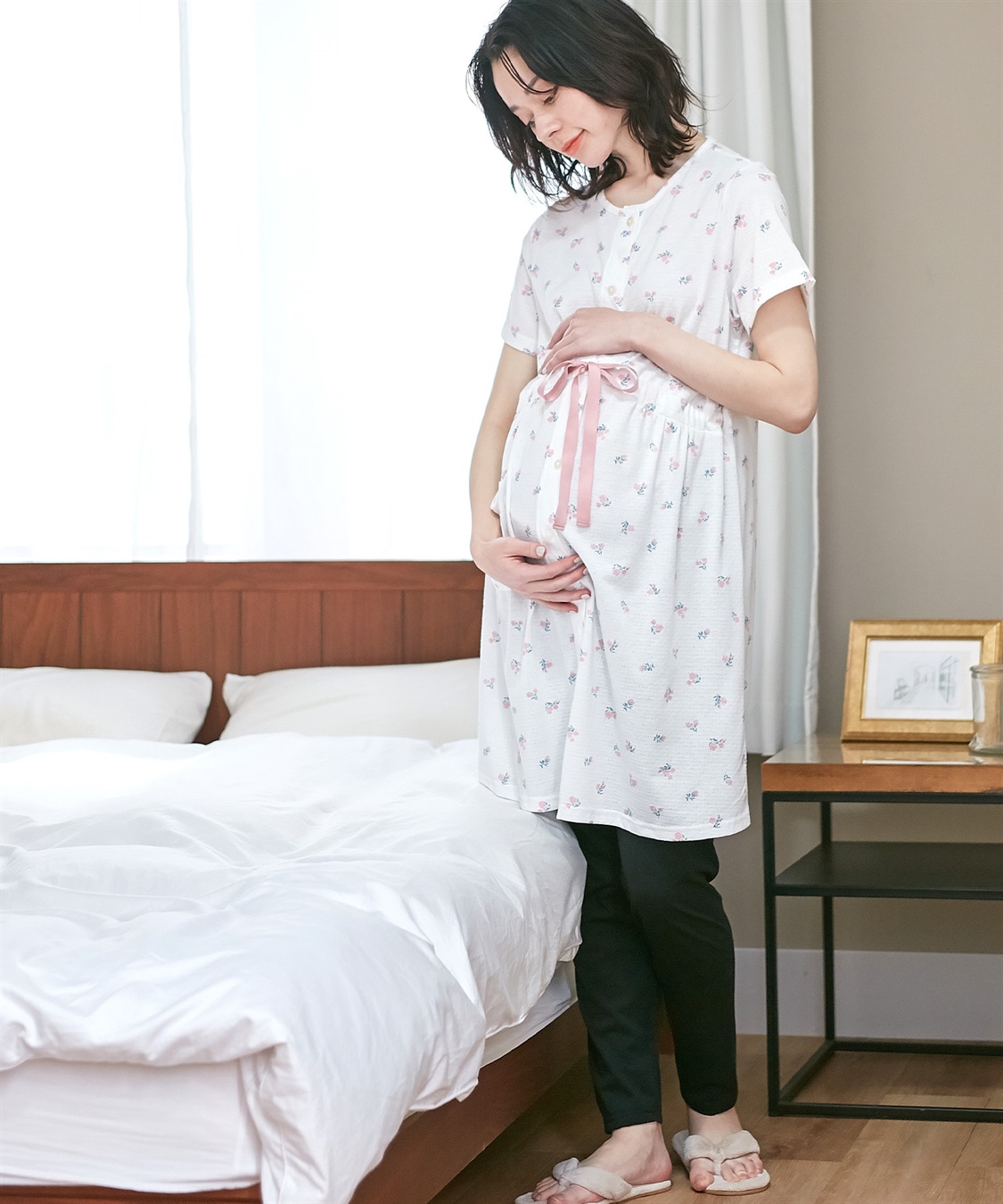 Rosemadame 【セット】パターンメッシュ花プリント半袖パジャマ&レギンス（マタニティ&授乳服）_sub_17