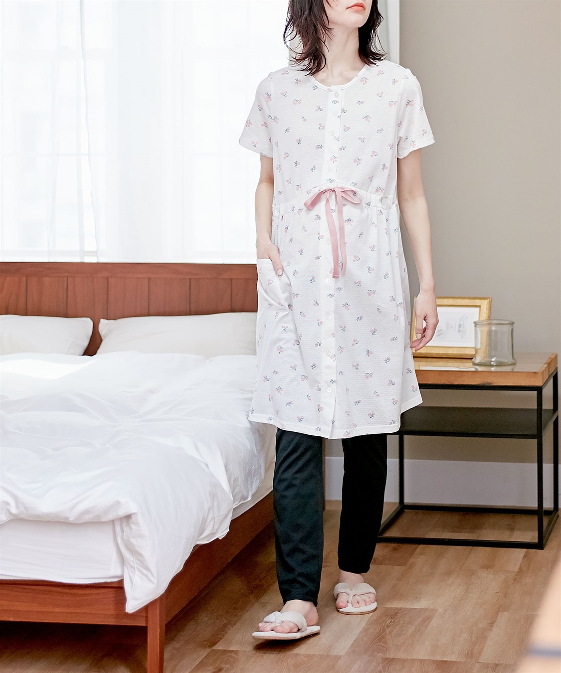 Rosemadame 【セット】パターンメッシュ花プリント半袖パジャマ&レギンス（マタニティ&授乳服）_sub_19