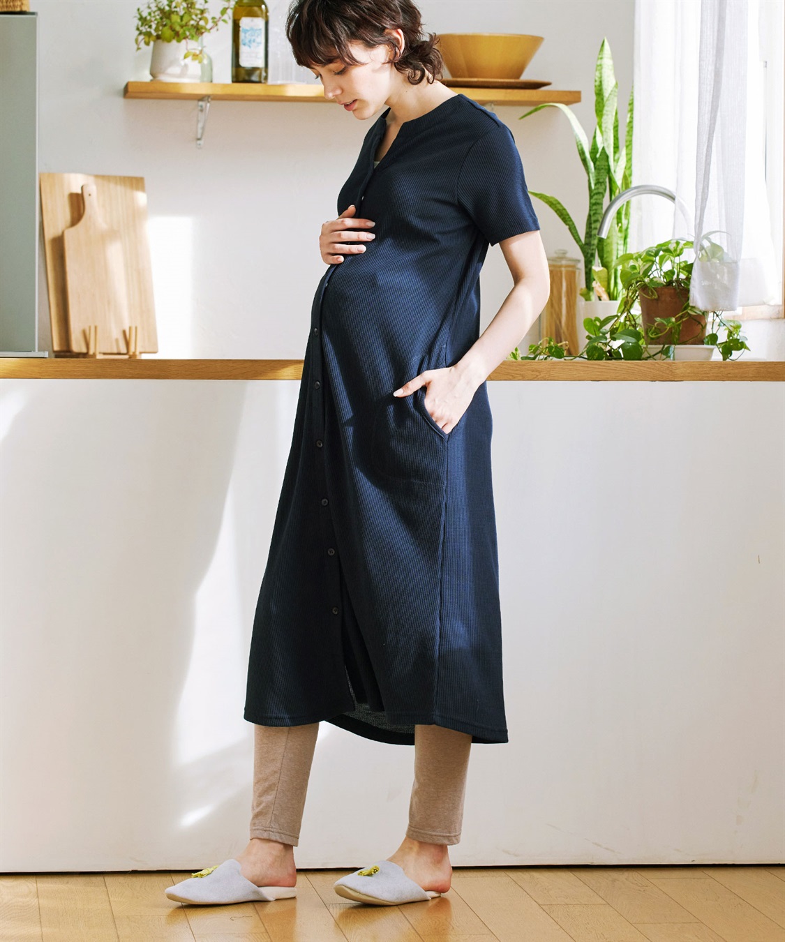 Rosemadame ワッフル×天竺　らくらく授乳２WAY半袖パジャマ（マタニティ~産後）_sub_9