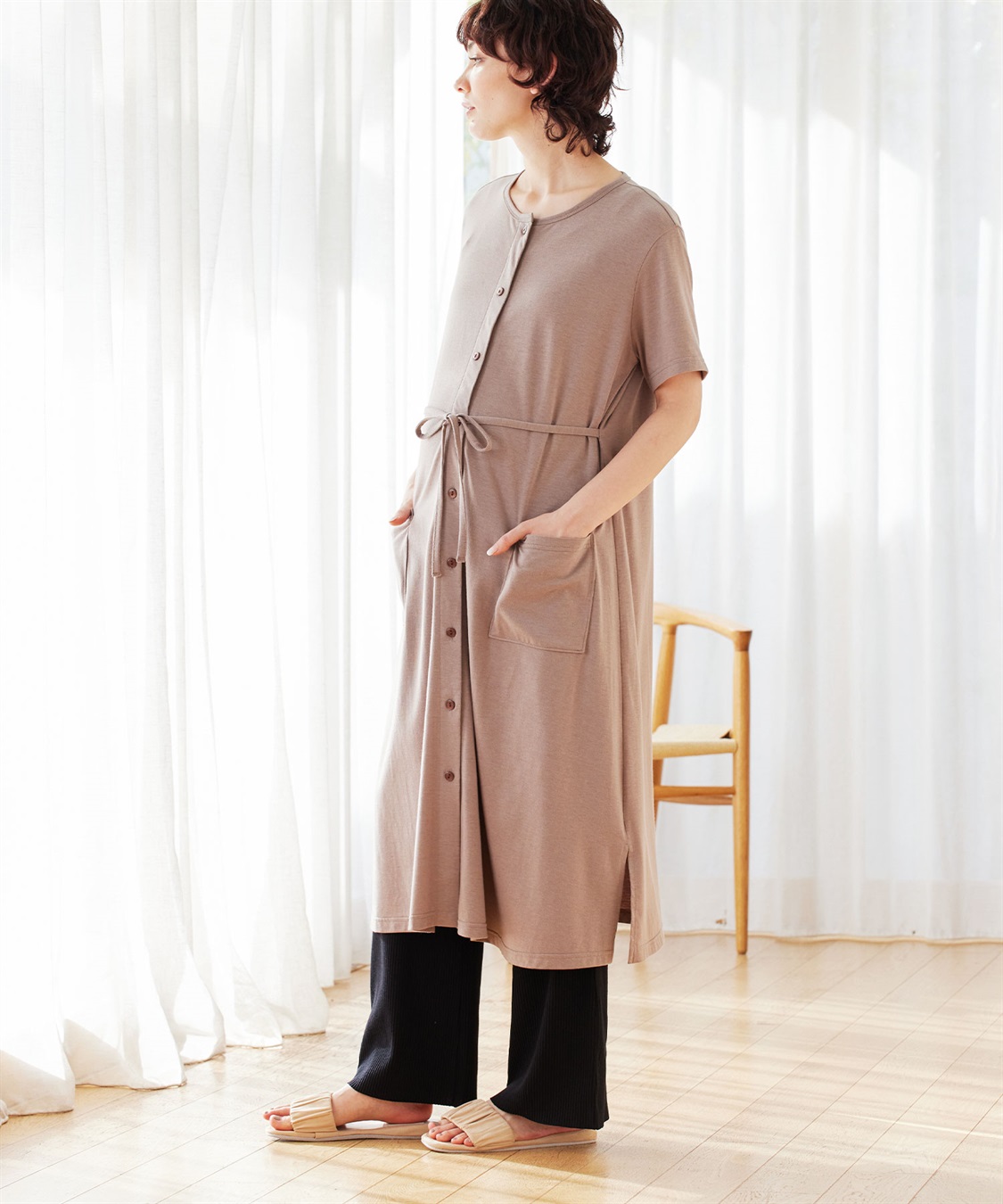 Rosemadame らくらく授乳コットン混半袖ベア天竺ルームワンピース（かけ違い防止スナップ・マタニティ&授乳服）_sub_2