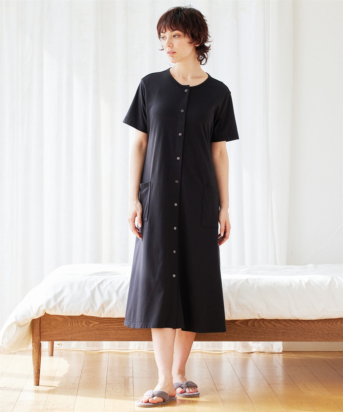 Rosemadame らくらく授乳コットン混半袖ベア天竺ルームワンピース（かけ違い防止スナップ・マタニティ&授乳服）_sub_6