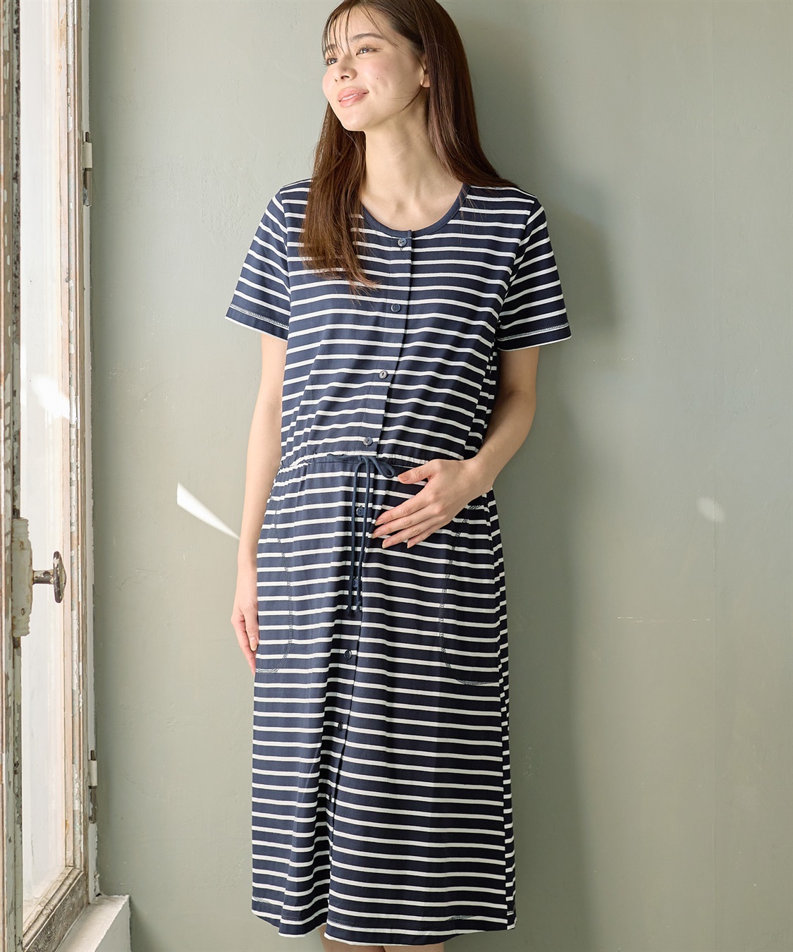 Rosemadame 天竺先染めボーダー&無地 らくらく授乳半袖ネグリジェ （マタニティ~産後）_sub_14