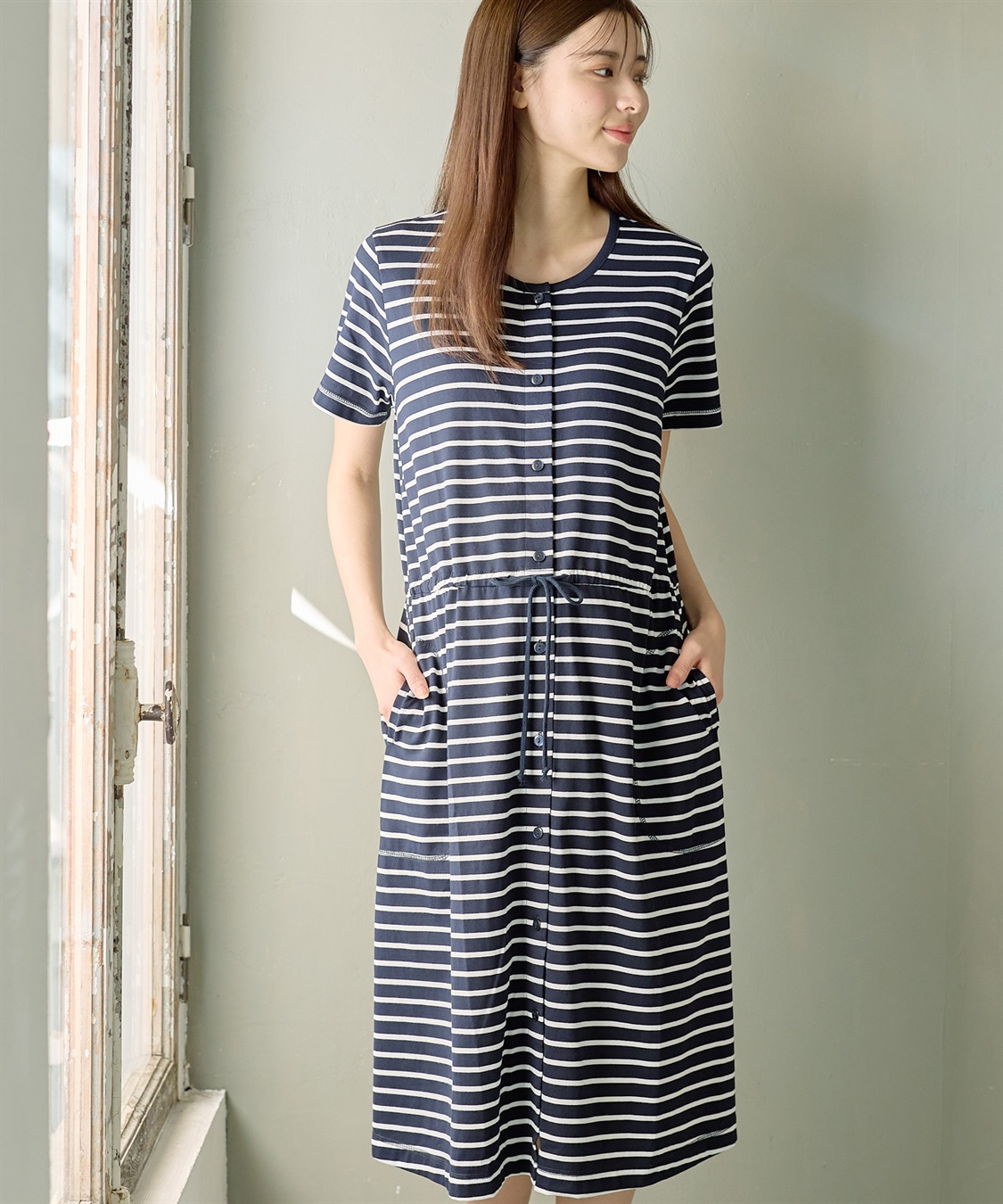 Rosemadame 天竺先染めボーダー&無地 らくらく授乳半袖ネグリジェ （マタニティ~産後）_sub_15