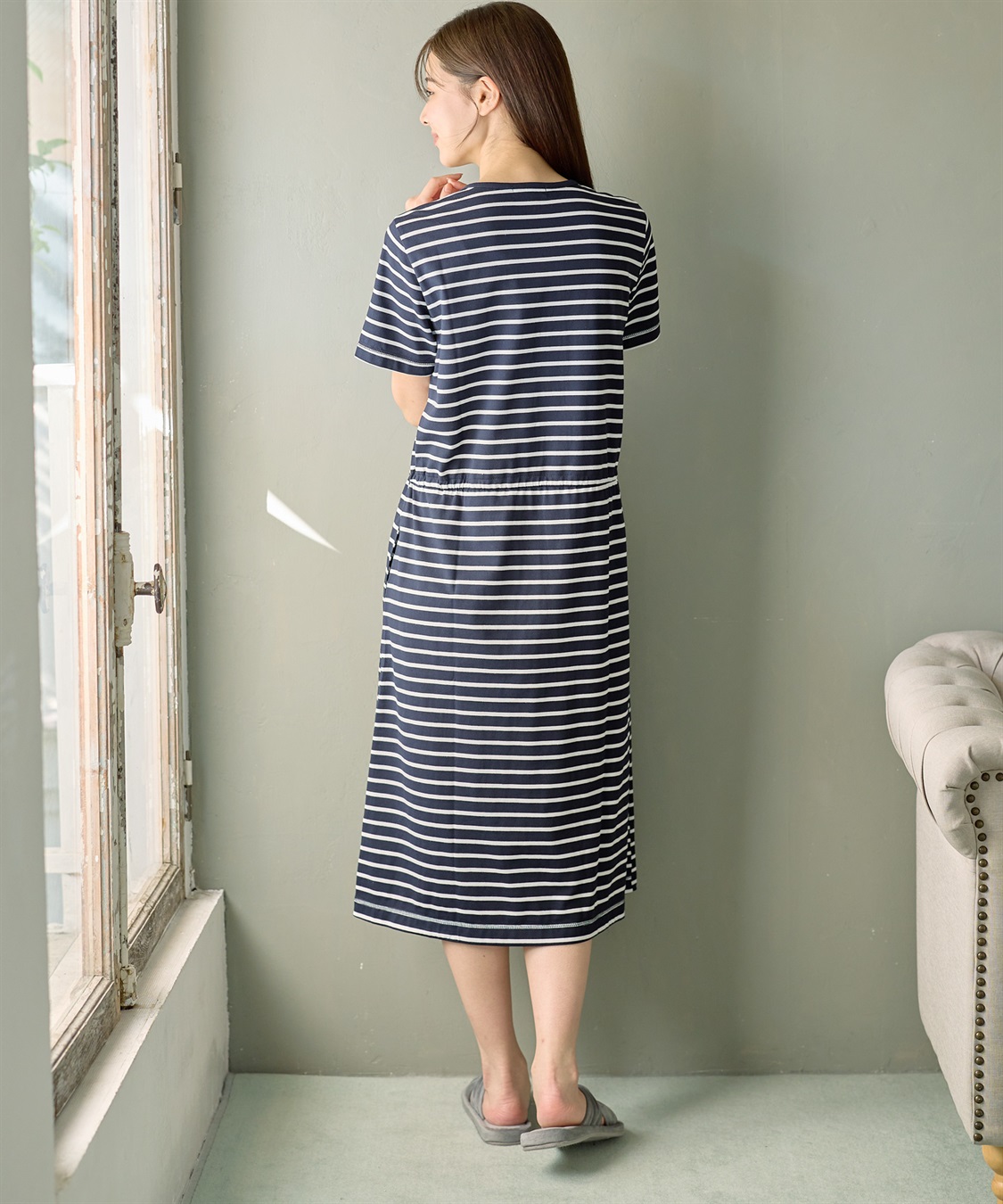 Rosemadame 天竺先染めボーダー&無地 らくらく授乳半袖ネグリジェ （マタニティ~産後）_sub_16