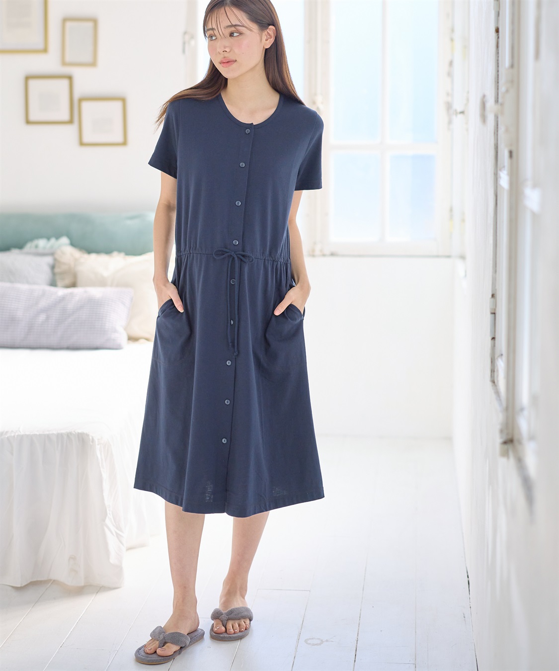 Rosemadame 天竺先染めボーダー&無地 らくらく授乳半袖ネグリジェ （マタニティ~産後）_sub_19