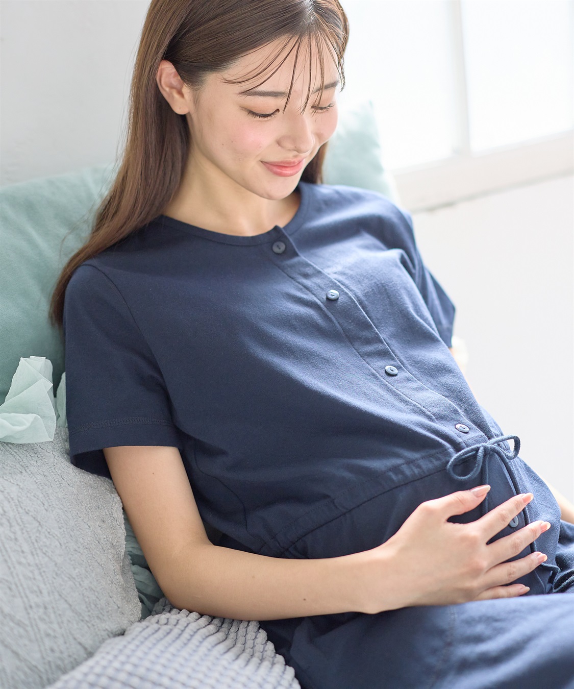 Rosemadame 天竺先染めボーダー&無地 らくらく授乳半袖ネグリジェ （マタニティ~産後）_sub_21