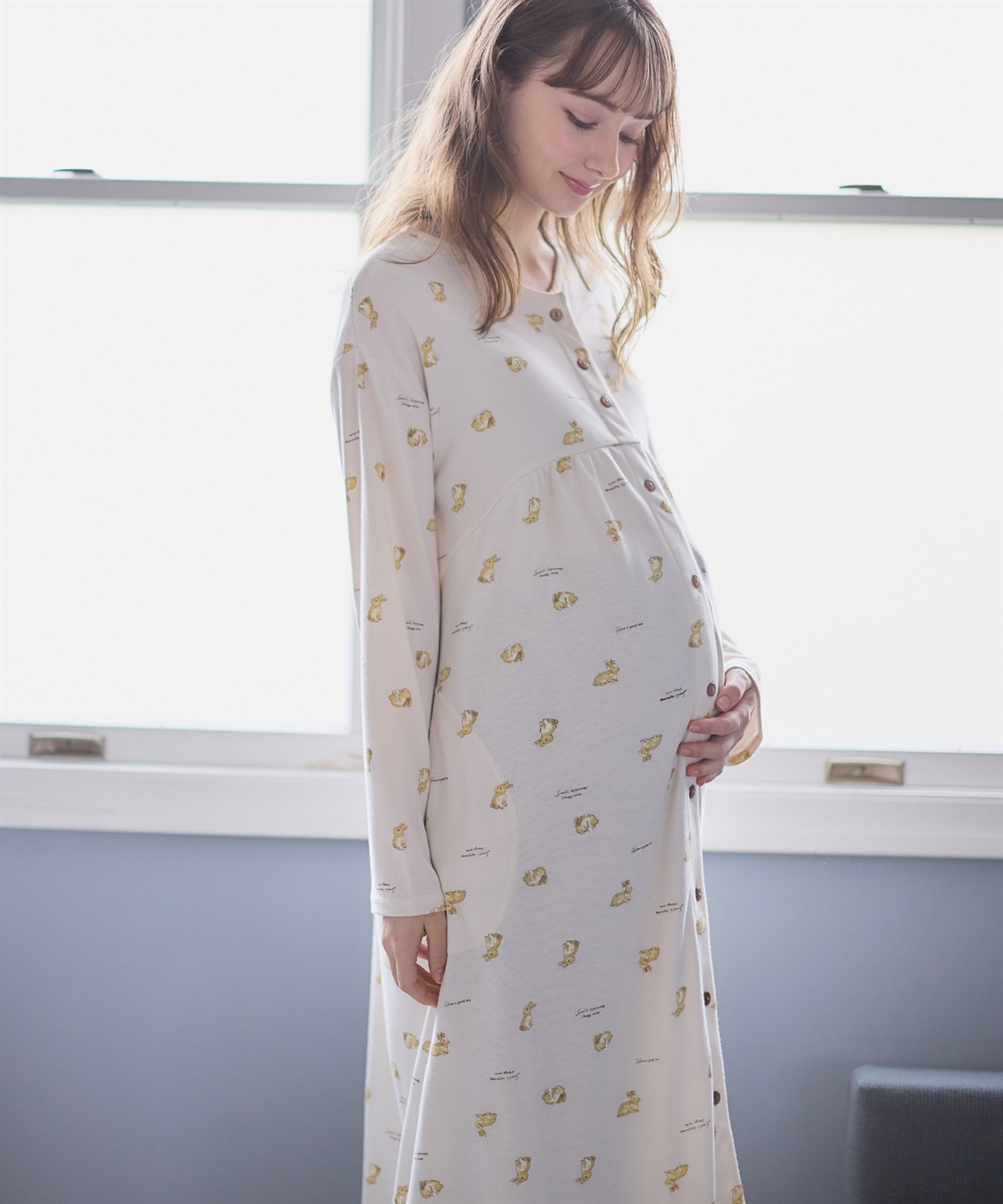 Rosemadame 【セット】ふわふわスムースウサギ柄2WAYパジャマ(産前・産後対応 マタニティ＆授乳服 ルームウェア)_sub_6