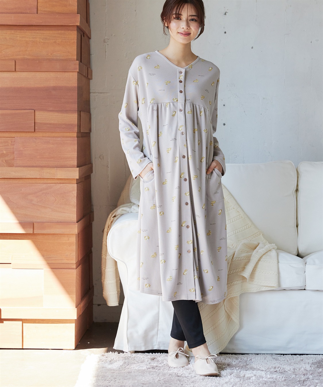 Rosemadame 【セット】ふわふわスムースウサギ柄2WAYパジャマ(産前・産後対応 マタニティ＆授乳服 ルームウェア)_sub_9