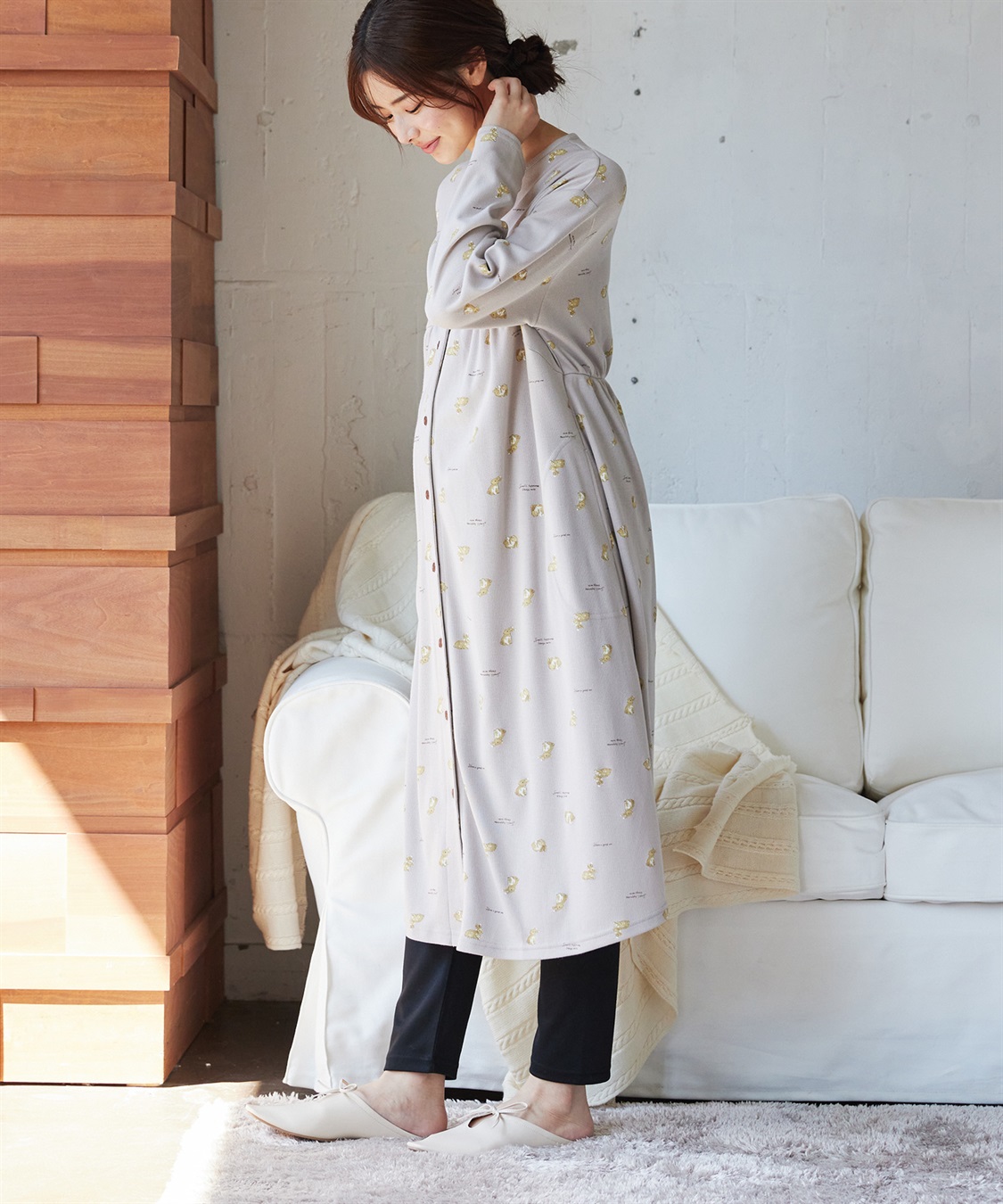 Rosemadame 【セット】ふわふわスムースウサギ柄2WAYパジャマ(産前・産後対応 マタニティ＆授乳服 ルームウェア)_sub_10