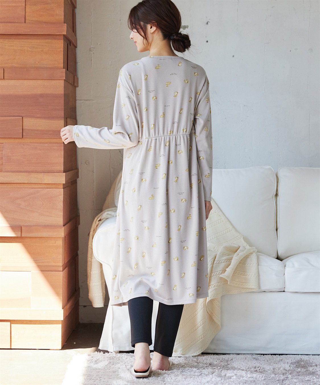 Rosemadame 【セット】ふわふわスムースウサギ柄2WAYパジャマ(産前・産後対応 マタニティ＆授乳服 ルームウェア)_sub_11