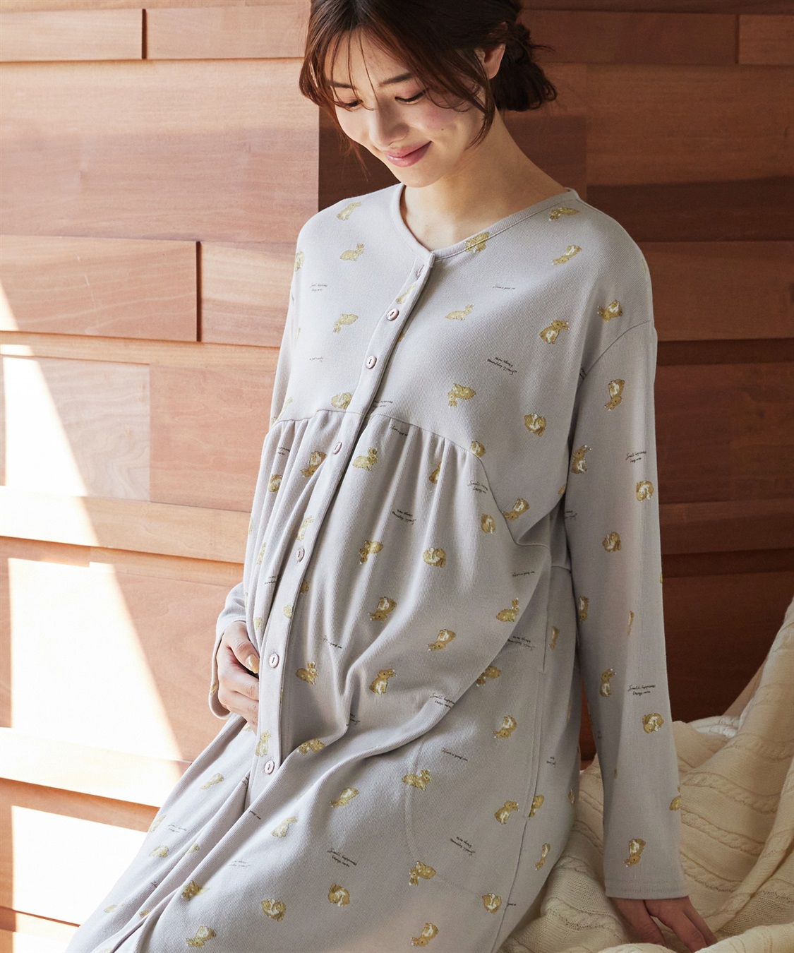 Rosemadame 【セット】ふわふわスムースウサギ柄2WAYパジャマ(産前・産後対応 マタニティ＆授乳服 ルームウェア)_sub_12