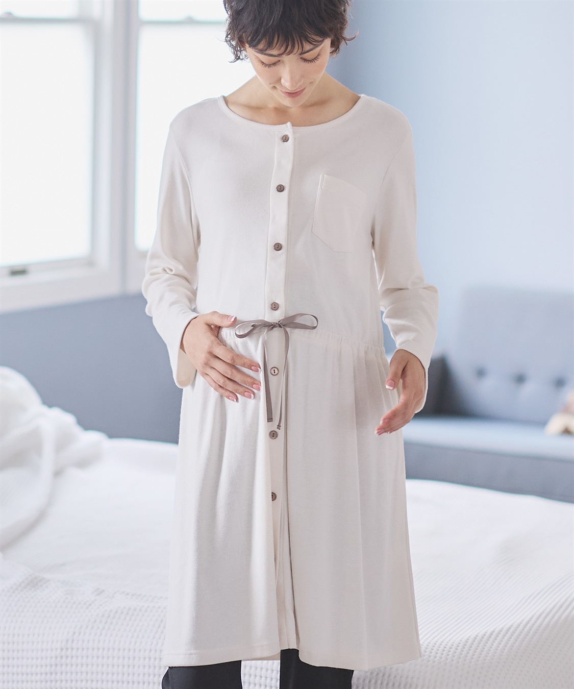 Rosemadame 【セット】ふわふわスムース無地・ネコ柄パジャマ(産前・産後対応 マタニティ＆授乳服 ルームウェア)_sub_8