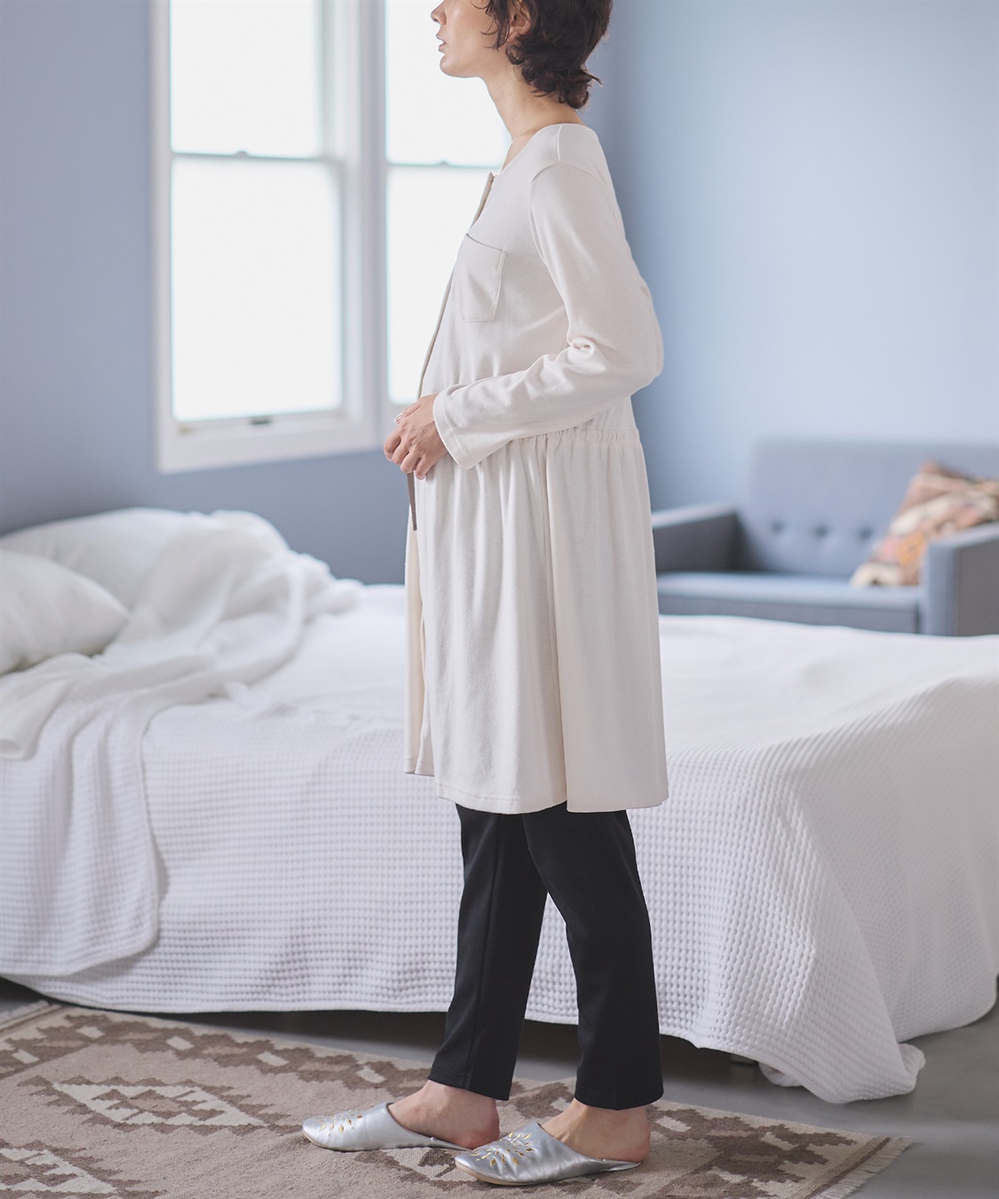 Rosemadame 【セット】ふわふわスムース無地・ネコ柄パジャマ(産前・産後対応 マタニティ＆授乳服 ルームウェア)_sub_9