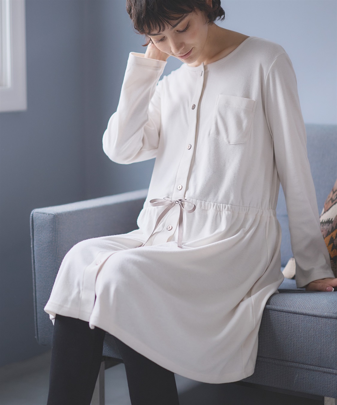 Rosemadame 【セット】ふわふわスムース無地・ネコ柄パジャマ(産前・産後対応 マタニティ＆授乳服 ルームウェア)_sub_10