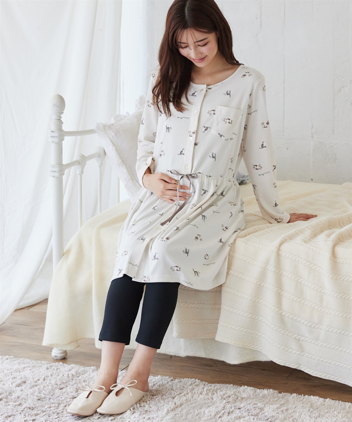 Rosemadame 【セット】ふわふわスムース無地・ネコ柄パジャマ(産前・産後対応 マタニティ＆授乳服 ルームウェア)_sub_25