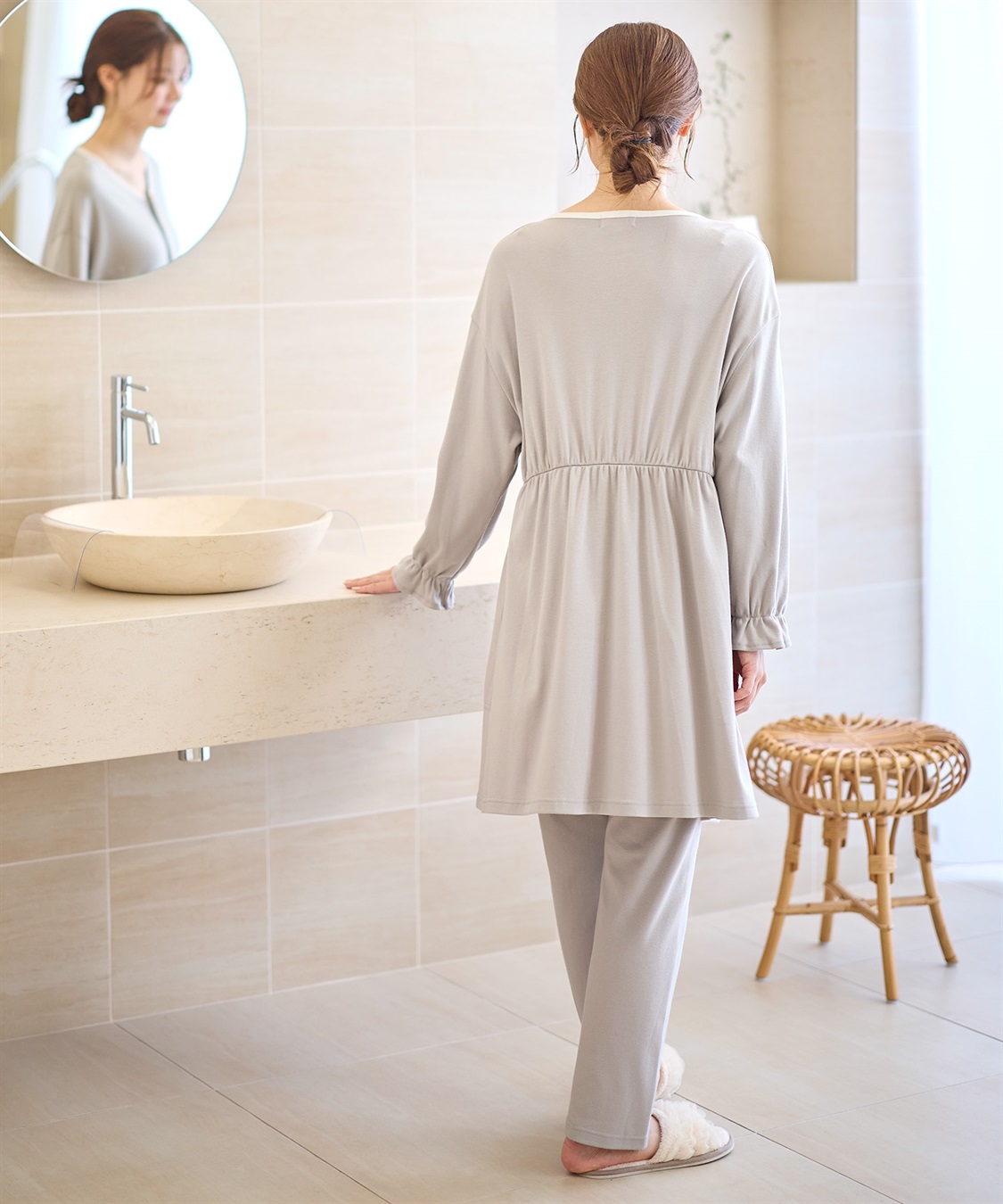 Rosemadame 【セット】ふわふわスムースパイピングネックパジャマ(産前・産後対応 マタニティ＆授乳服 ルームウェア)_sub_7