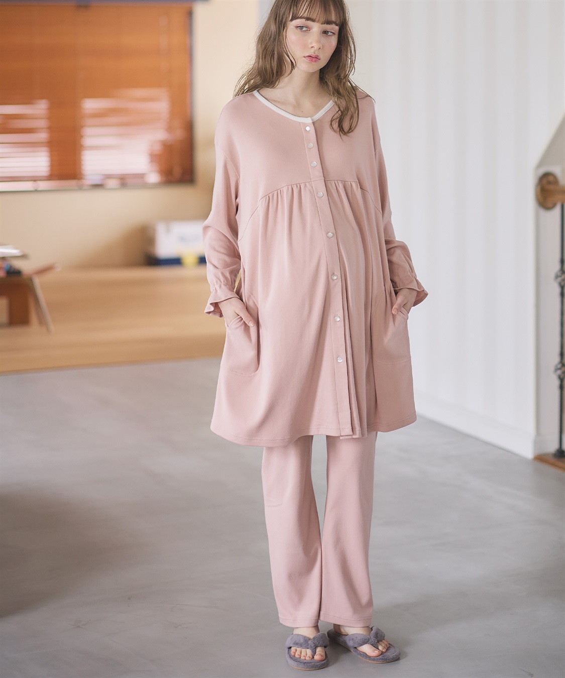 Rosemadame 【セット】ふわふわスムースパイピングネックパジャマ(産前・産後対応 マタニティ＆授乳服 ルームウェア)_sub_11