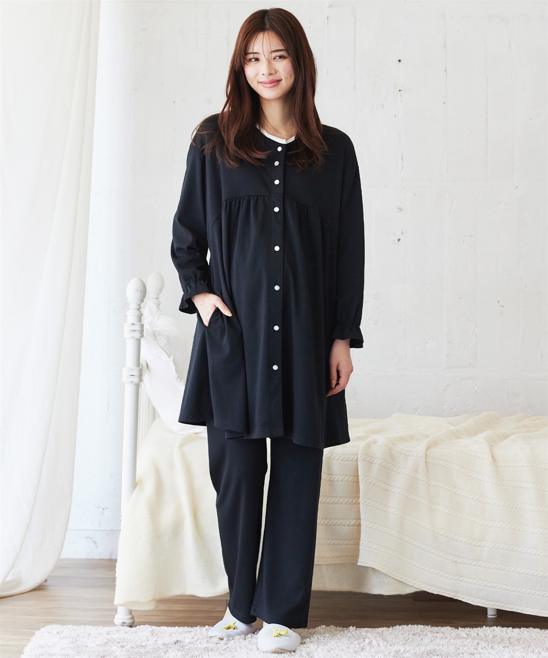 Rosemadame 【セット】ふわふわスムースパイピングネックパジャマ(産前・産後対応 マタニティ＆授乳服 ルームウェア)_sub_16