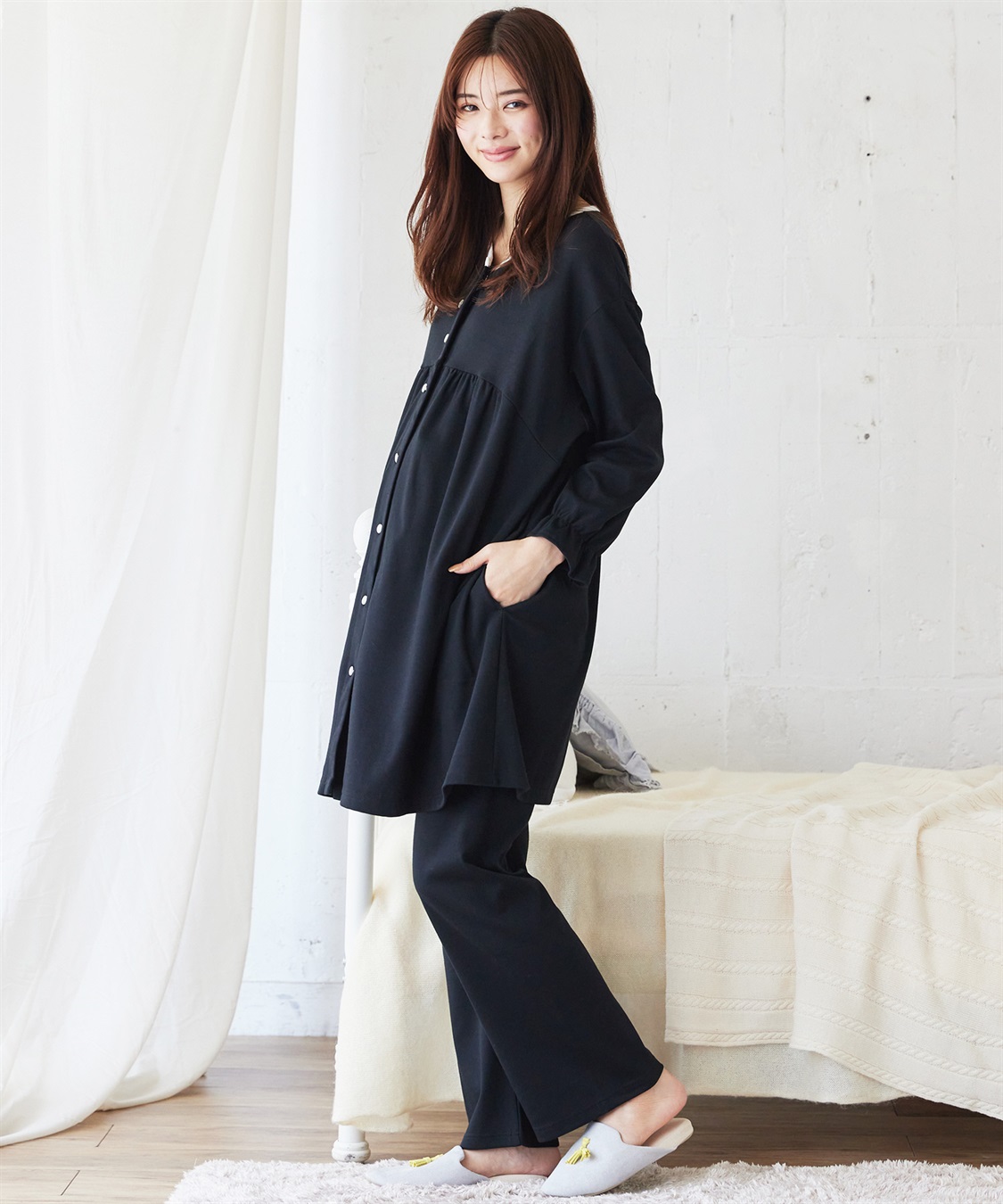 Rosemadame 【セット】ふわふわスムースパイピングネックパジャマ(産前・産後対応 マタニティ＆授乳服 ルームウェア)_sub_17