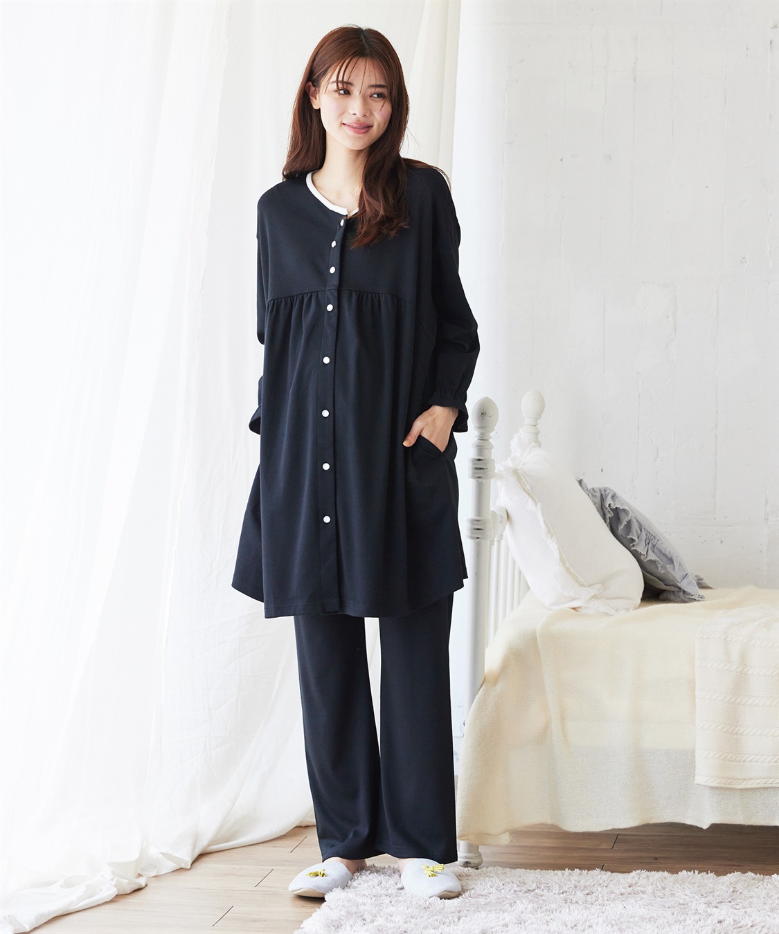 Rosemadame 【セット】ふわふわスムースパイピングネックパジャマ(産前・産後対応 マタニティ＆授乳服 ルームウェア)_sub_20