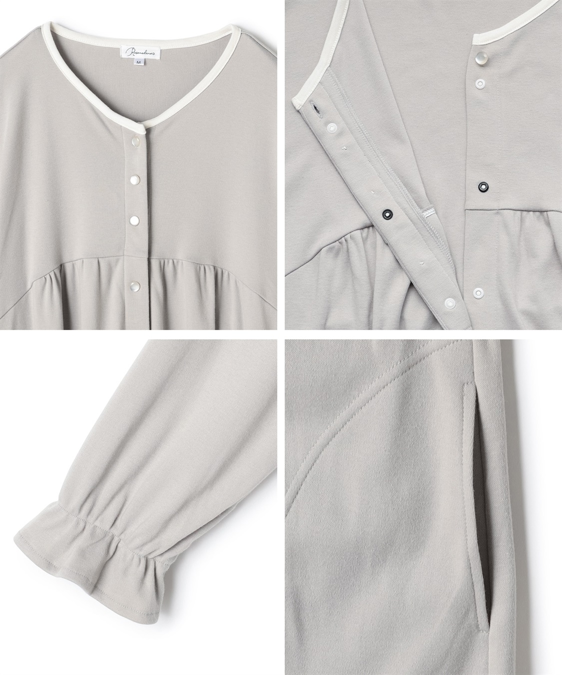 Rosemadame 【セット】ふわふわスムースパイピングネックパジャマ(産前・産後対応 マタニティ＆授乳服 ルームウェア)_sub_24