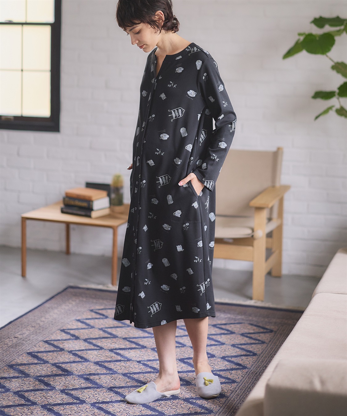 Rosemadame スムース素材ティータイムモチーフネグリジェ・パジャマ(産前・産後対応 マタニティ＆授乳服 ルームウェア)_sub_3