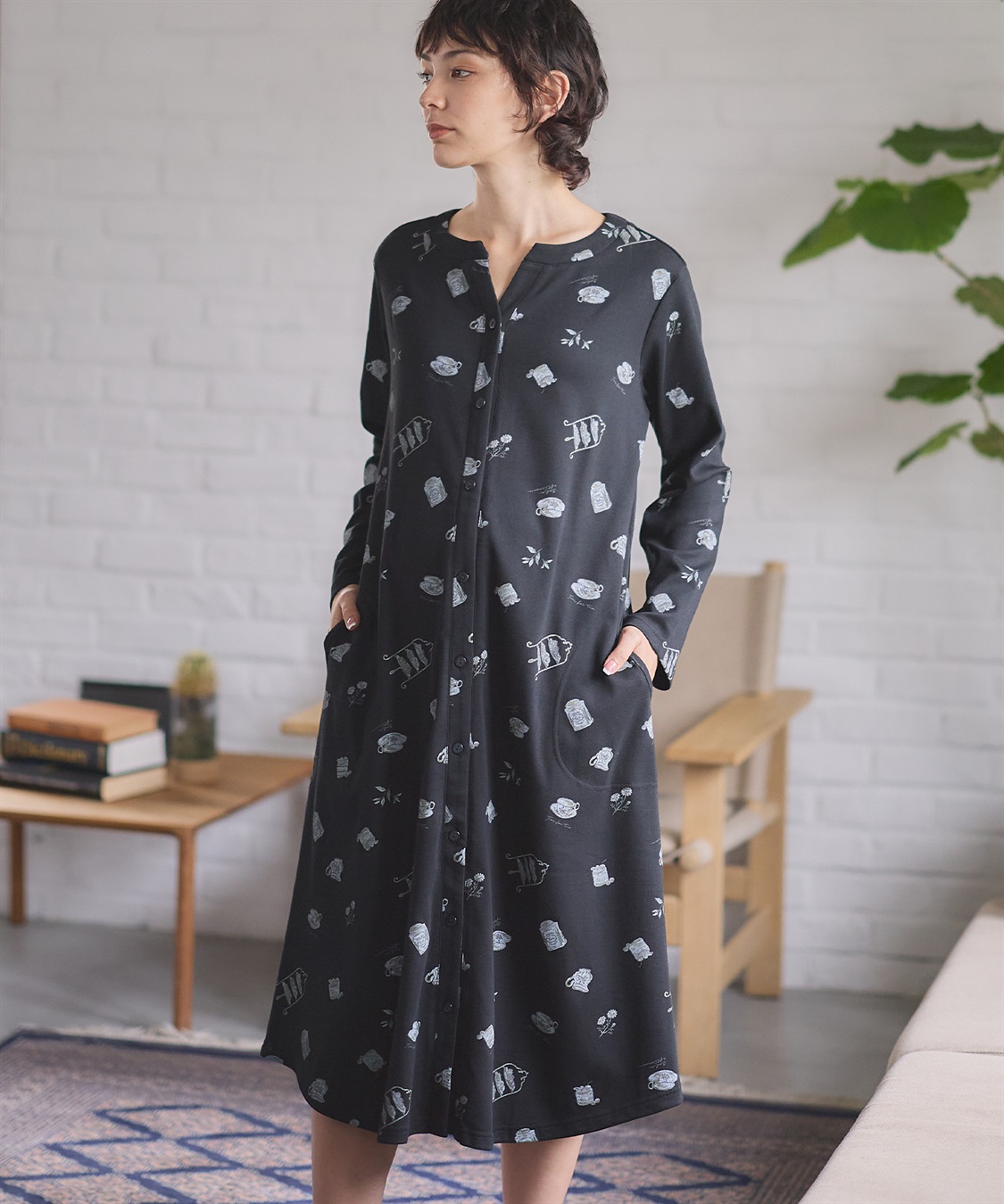 Rosemadame スムース素材ティータイムモチーフネグリジェ・パジャマ(産前・産後対応 マタニティ＆授乳服 ルームウェア)_sub_4