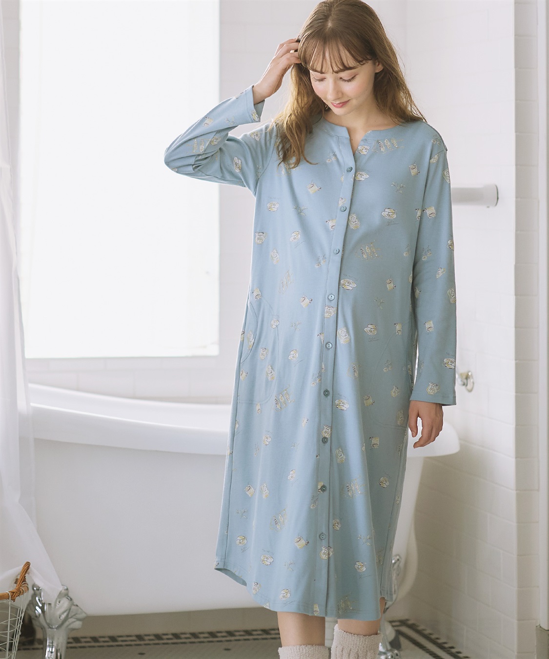 Rosemadame スムース素材ティータイムモチーフネグリジェ・パジャマ(産前・産後対応 マタニティ＆授乳服 ルームウェア)_sub_5