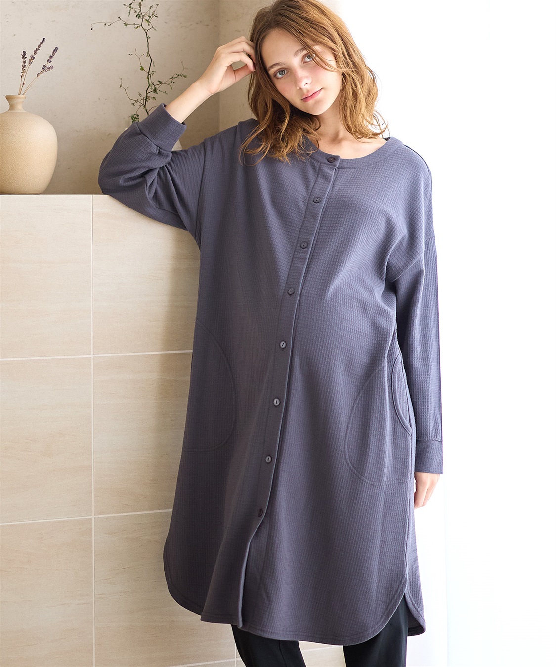 Rosemadame ワッフルフェイス裏起毛×スムースパジャマ_sub_1