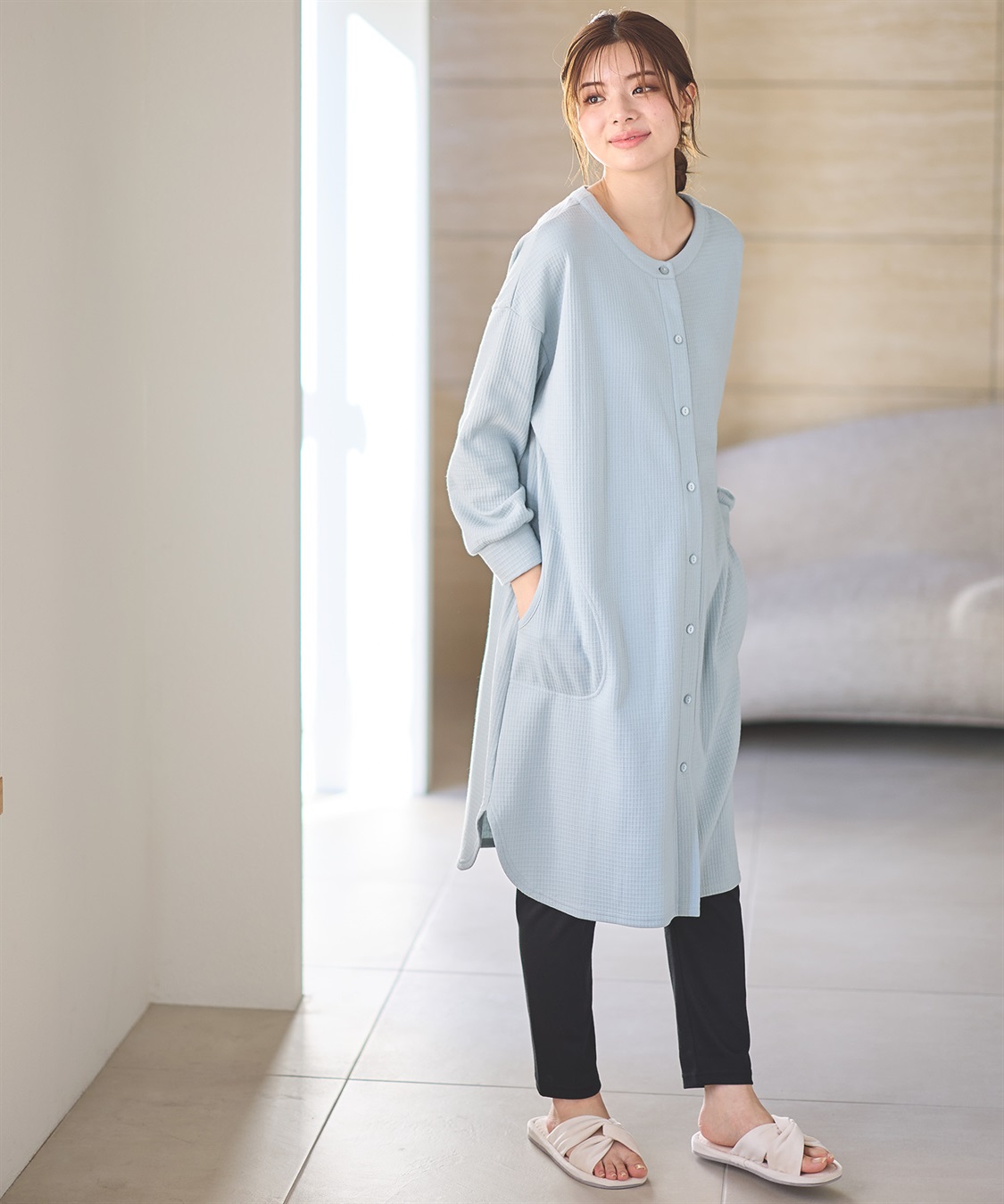 Rosemadame ワッフルフェイス裏起毛×スムースパジャマ_sub_3