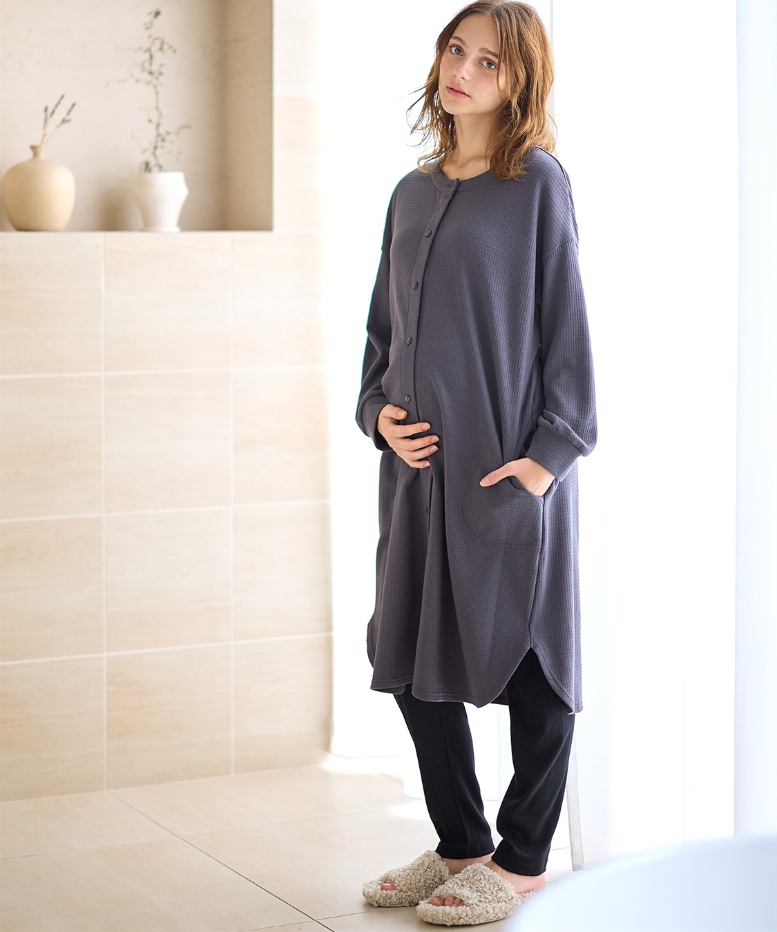 Rosemadame ワッフルフェイス裏起毛×スムースパジャマ_sub_6