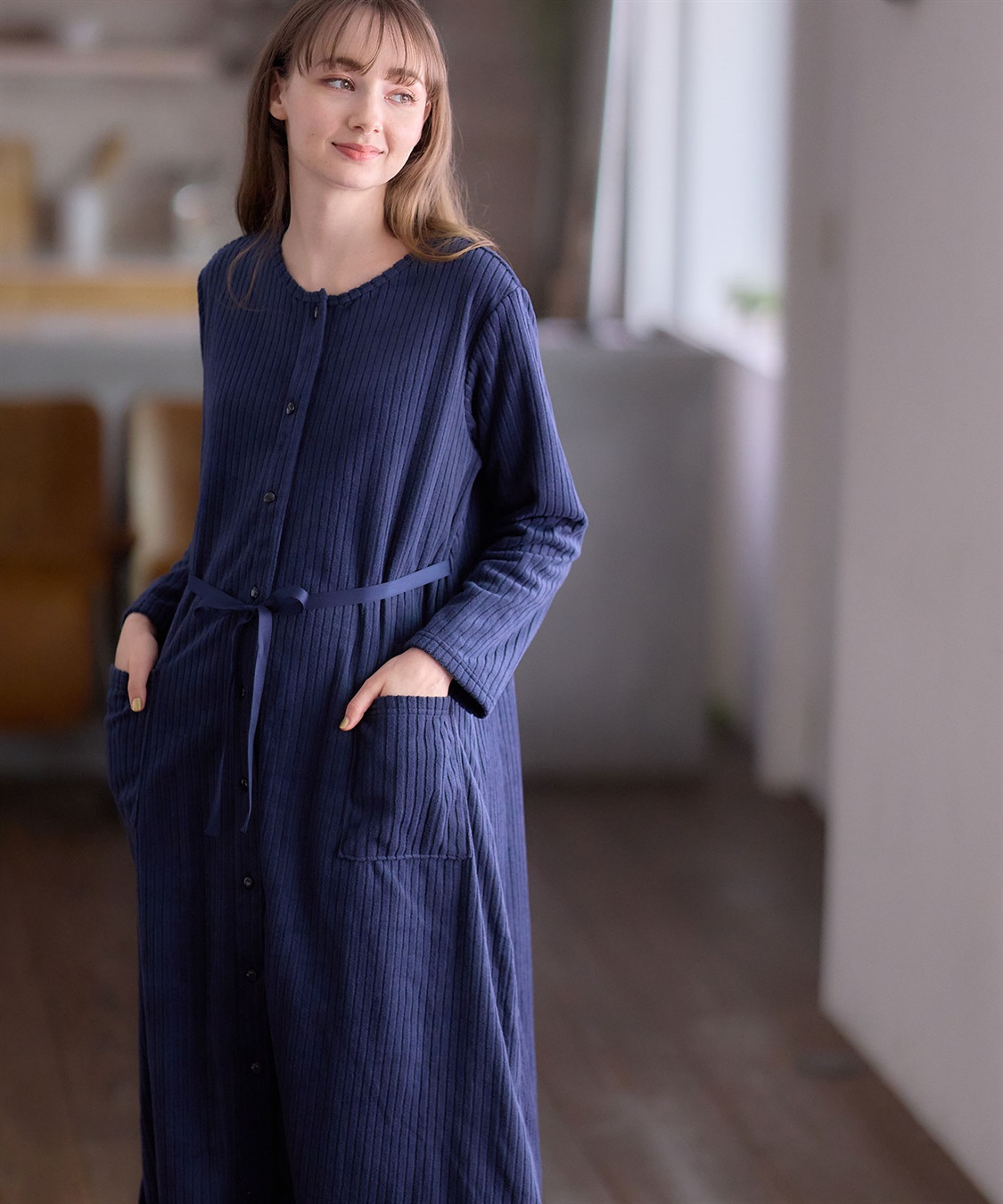 Rosemadame 針抜きリブテレコフリースネグリジェ/パジャマ(産前・産後対応 マタニティ＆授乳服 ルームウェア)_sub_3