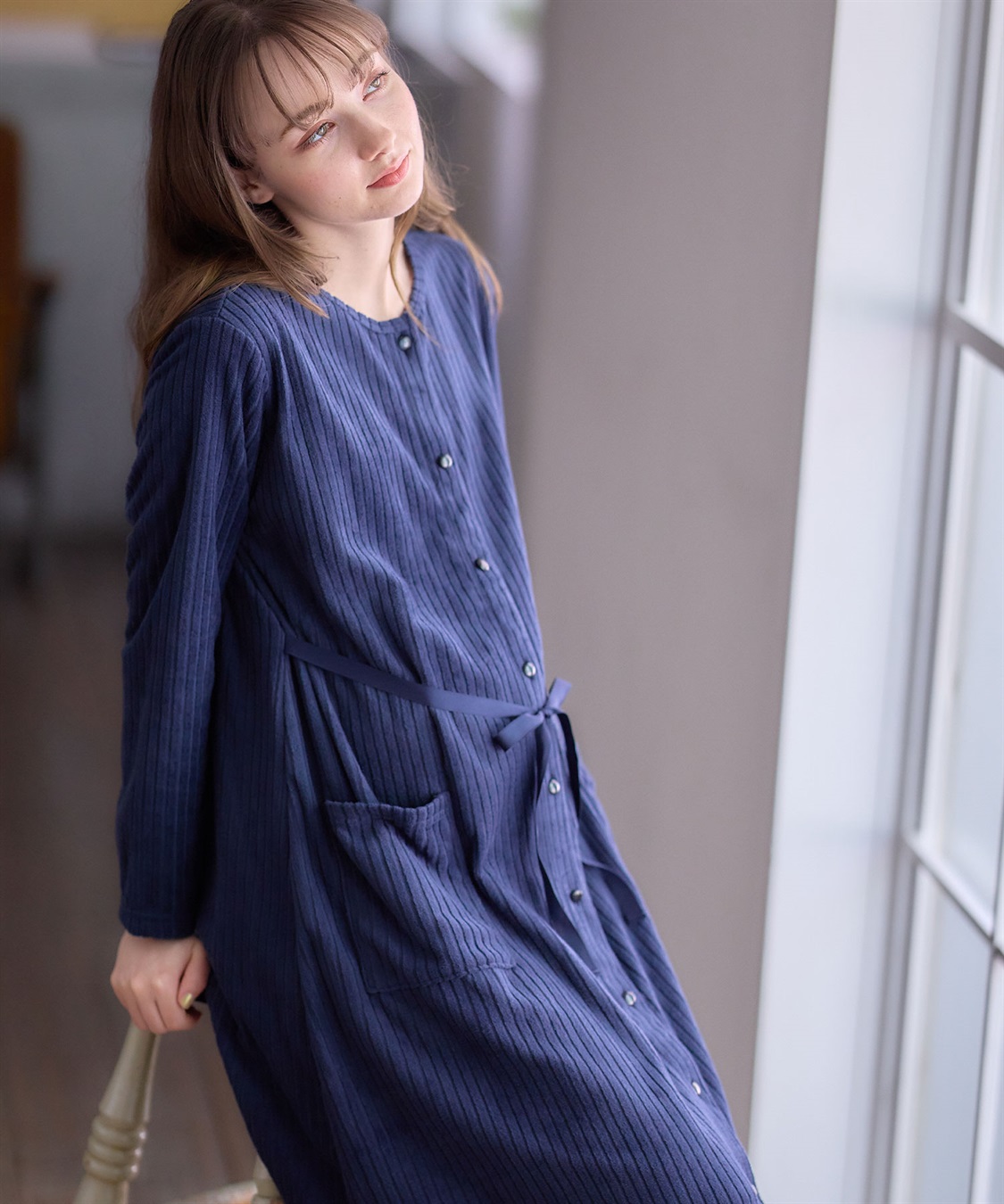 Rosemadame 針抜きリブテレコフリースネグリジェ/パジャマ(産前・産後対応 マタニティ＆授乳服 ルームウェア)_sub_4