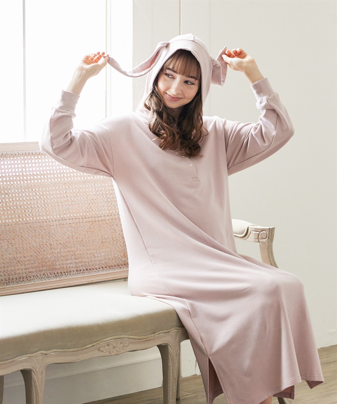 Rosemadame アニマルフード ストレッチルームワンピース/パジャマ(産前・産後対応 マタニティ＆授乳服 ルームウェア)_sub_11