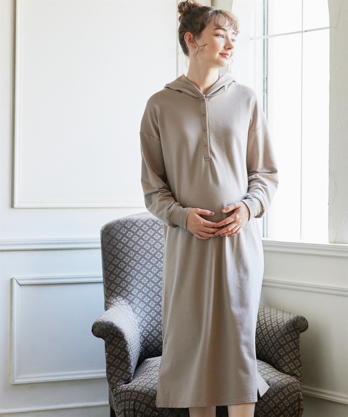 Rosemadame アニマルフード ストレッチルームワンピース/パジャマ(産前・産後対応 マタニティ＆授乳服 ルームウェア)_sub_14