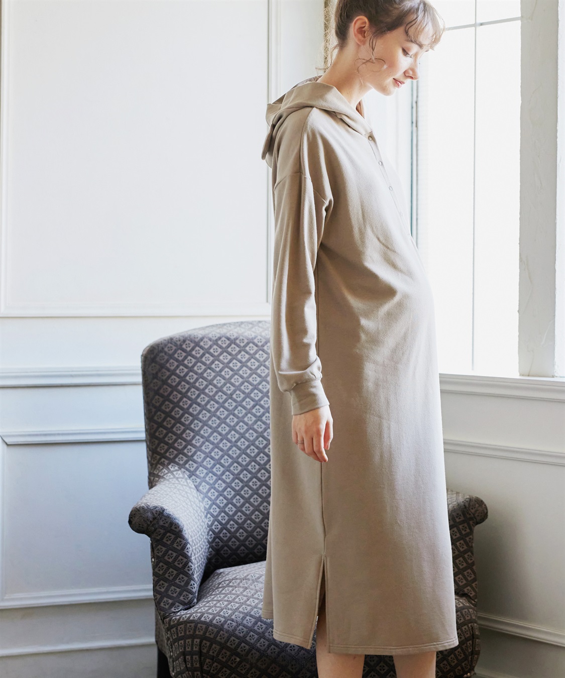 Rosemadame アニマルフード ストレッチルームワンピース/パジャマ(産前・産後対応 マタニティ＆授乳服 ルームウェア)_sub_15