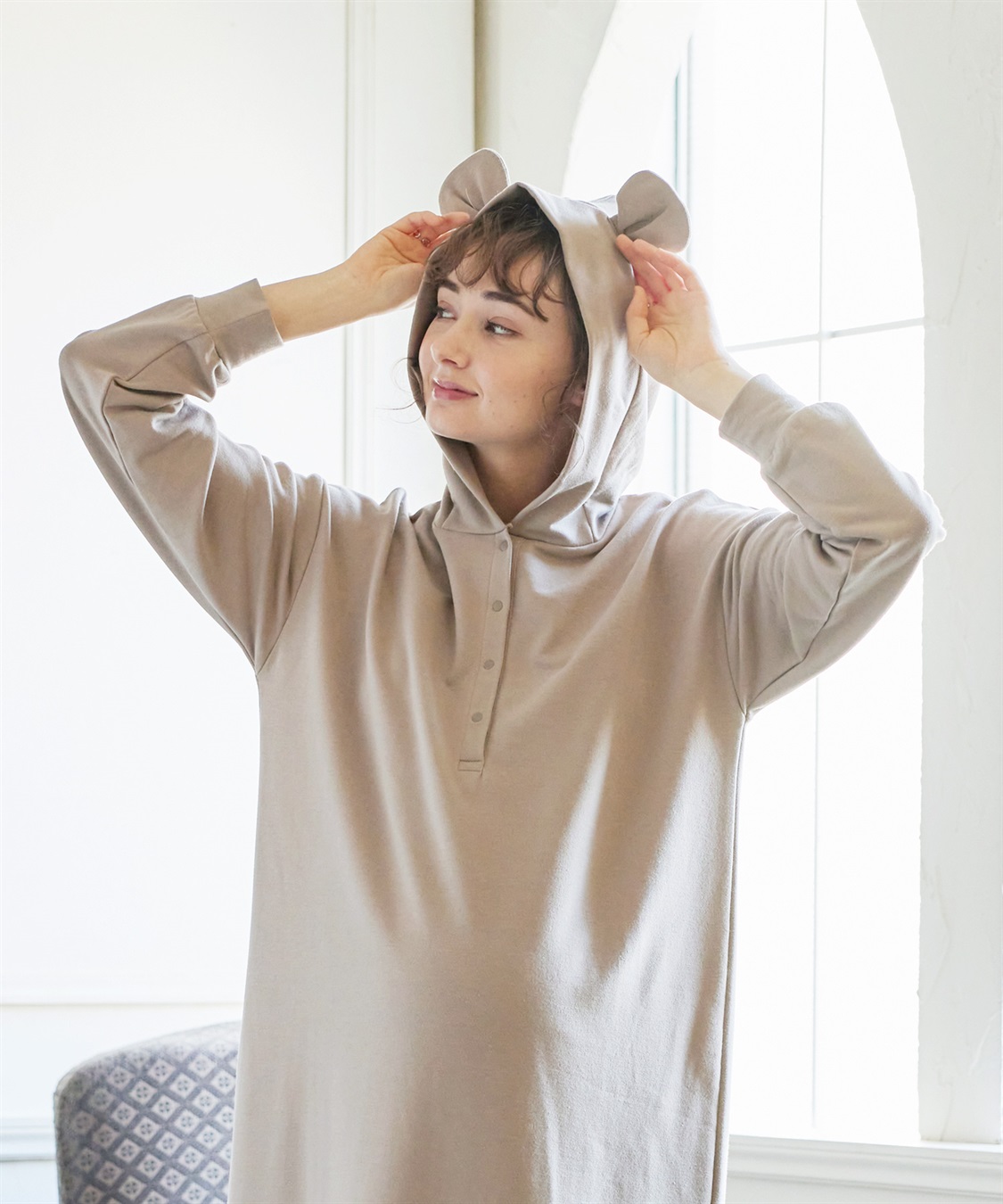 Rosemadame アニマルフード ストレッチルームワンピース/パジャマ(産前・産後対応 マタニティ＆授乳服 ルームウェア)_sub_17