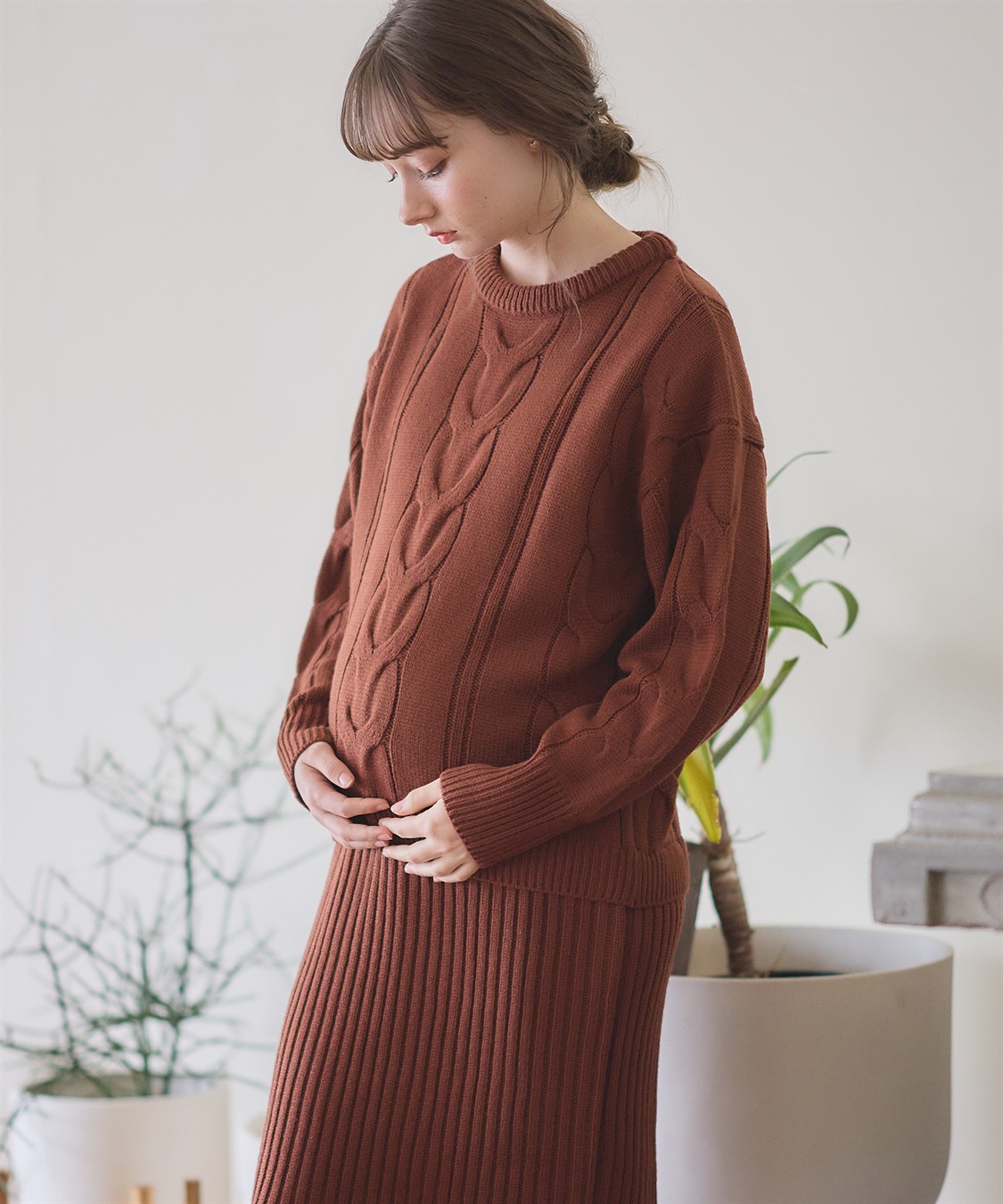 Rosemadame ニットセットアップ風授乳らくらくマタニティワンピース（マタニティ/授乳服）授乳口付き 授乳楽々 妊婦服 産前・産後対応_sub_5