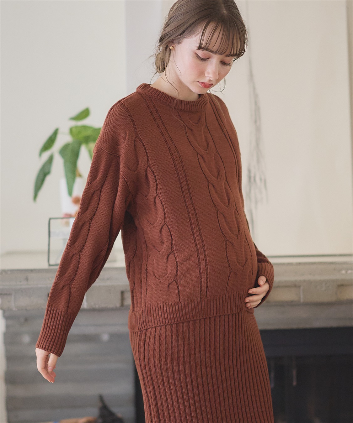 Rosemadame ニットセットアップ風授乳らくらくマタニティワンピース（マタニティ/授乳服）授乳口付き 授乳楽々 妊婦服 産前・産後対応_sub_8