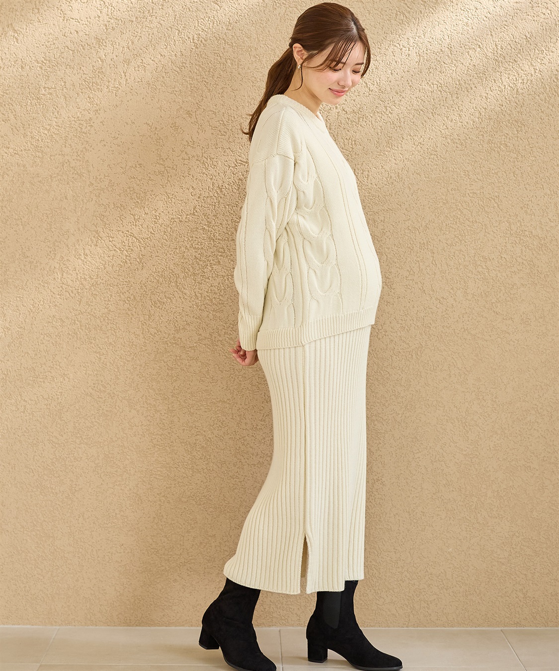 Rosemadame ニットセットアップ風授乳らくらくマタニティワンピース（マタニティ/授乳服）授乳口付き 授乳楽々 妊婦服 産前・産後対応_sub_15